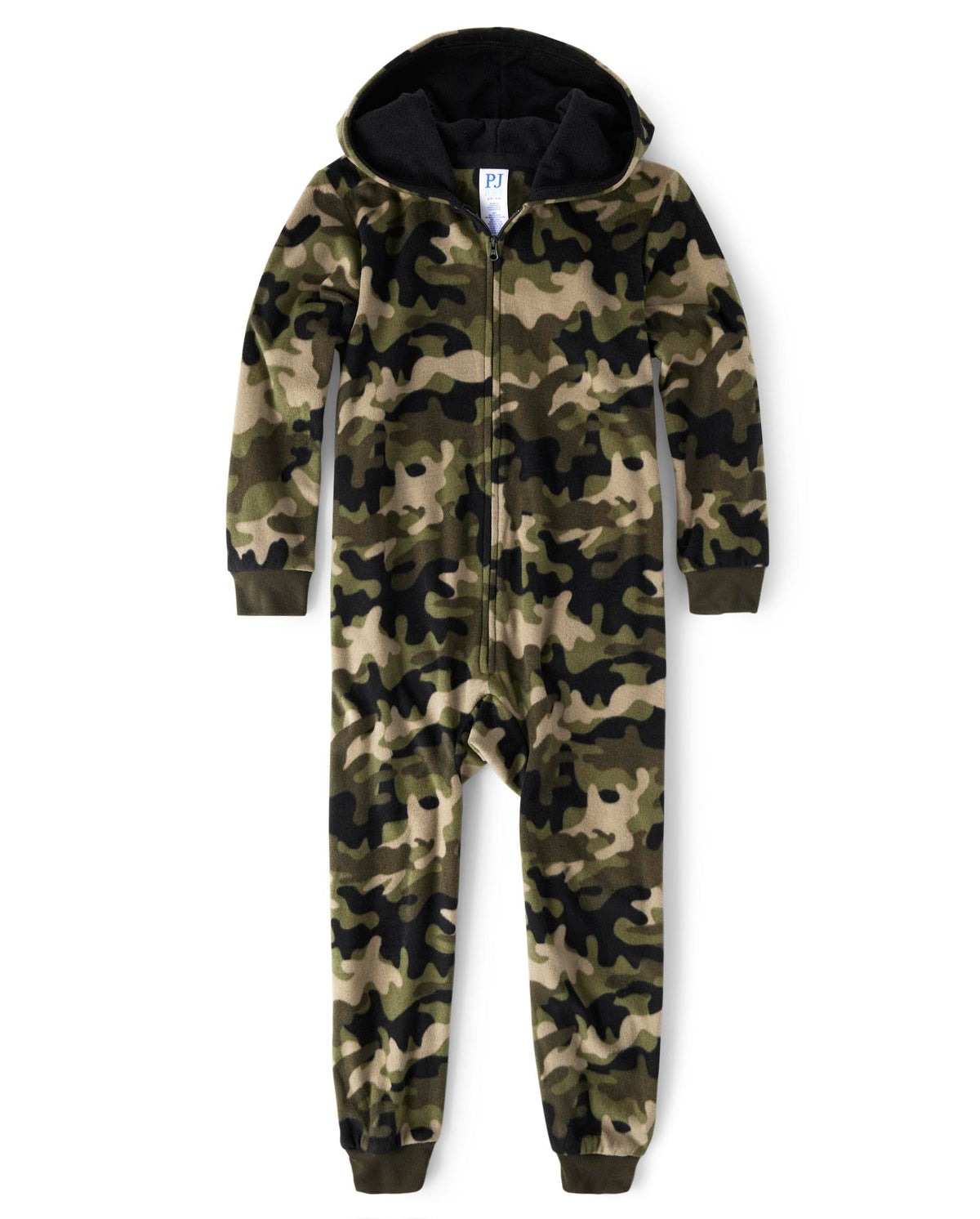 The Children's Place boys Long Sleeve Fleece Hooded Zip Front One Piece Pajamas