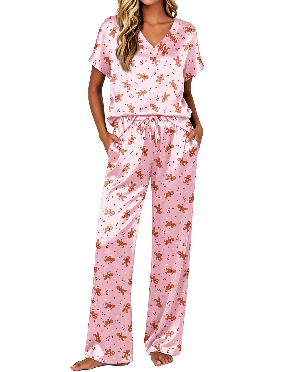 Ekouaer Womens Silk Pajamas Set 2 Piece Satin Pjs Cap Sleeve Loungewear