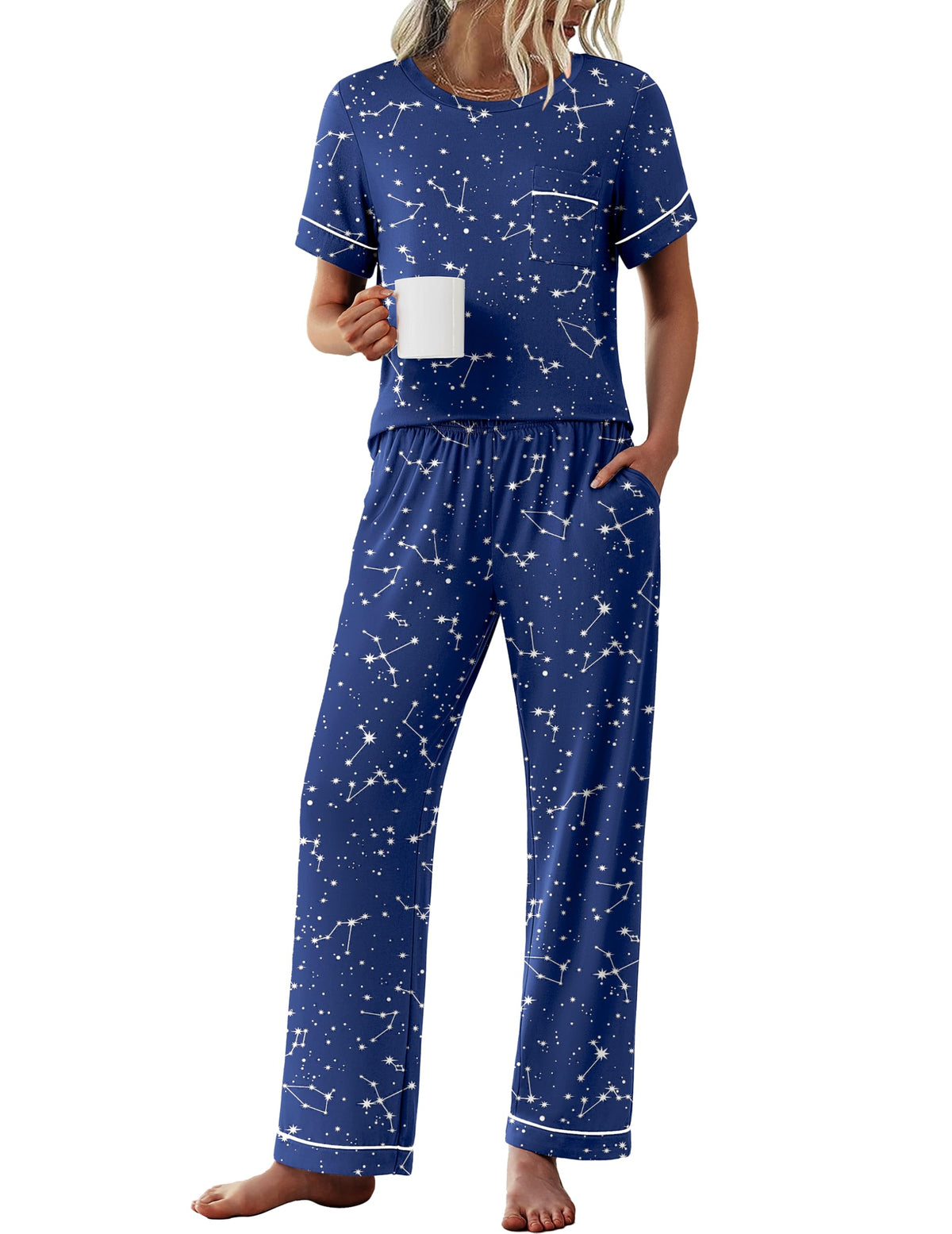 Ekouaer Pajamas for Women Set 2 Piece Sleepwear Comfy Lounge Set S-XXL