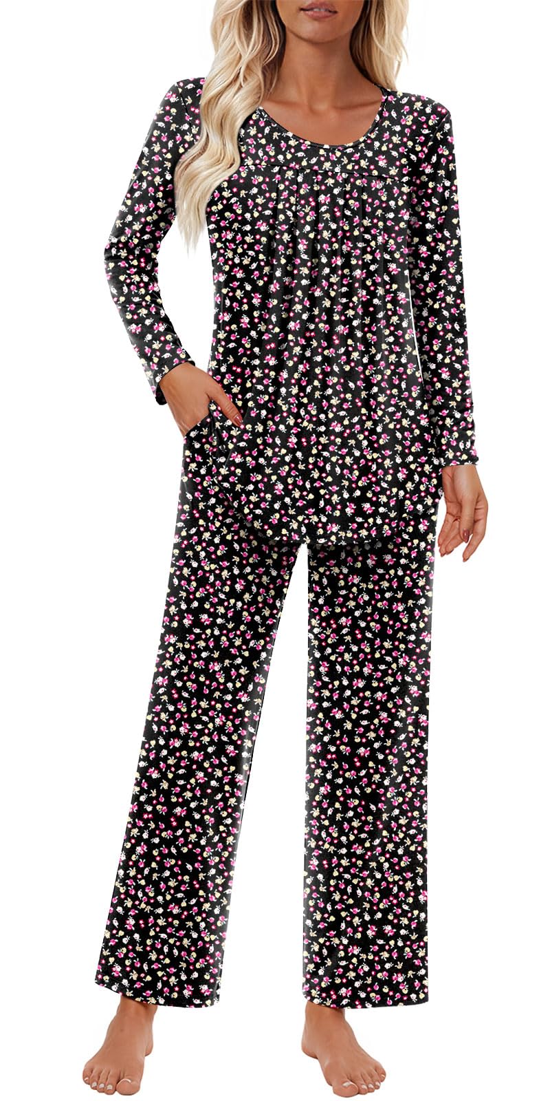 Findsweet Pajama Sets Women 2 Piece Long Sleeve Lounge Pj Sets Fall Outfits