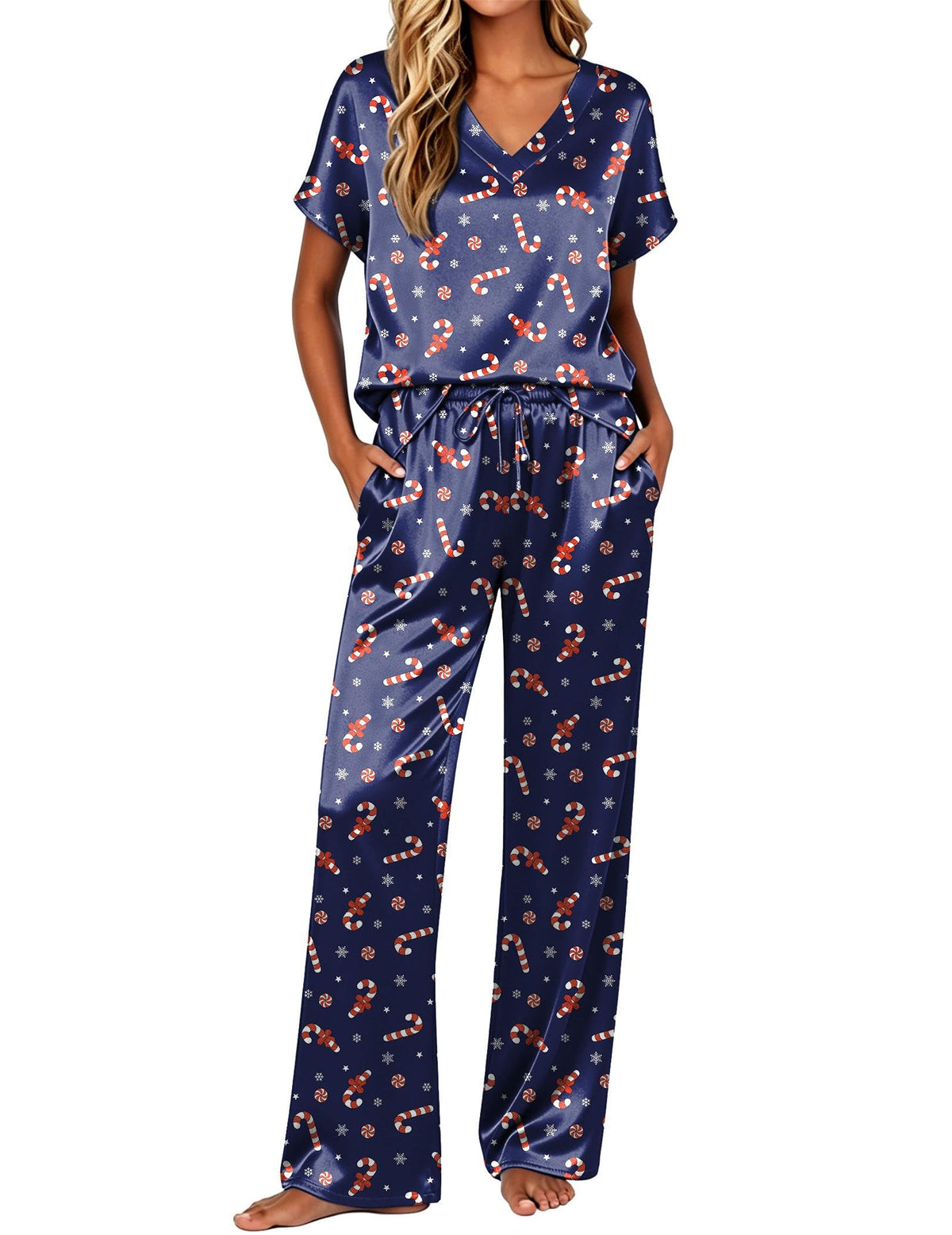 Ekouaer Womens Silk Pajamas Set 2 Piece Satin Pjs Cap Sleeve Loungewear