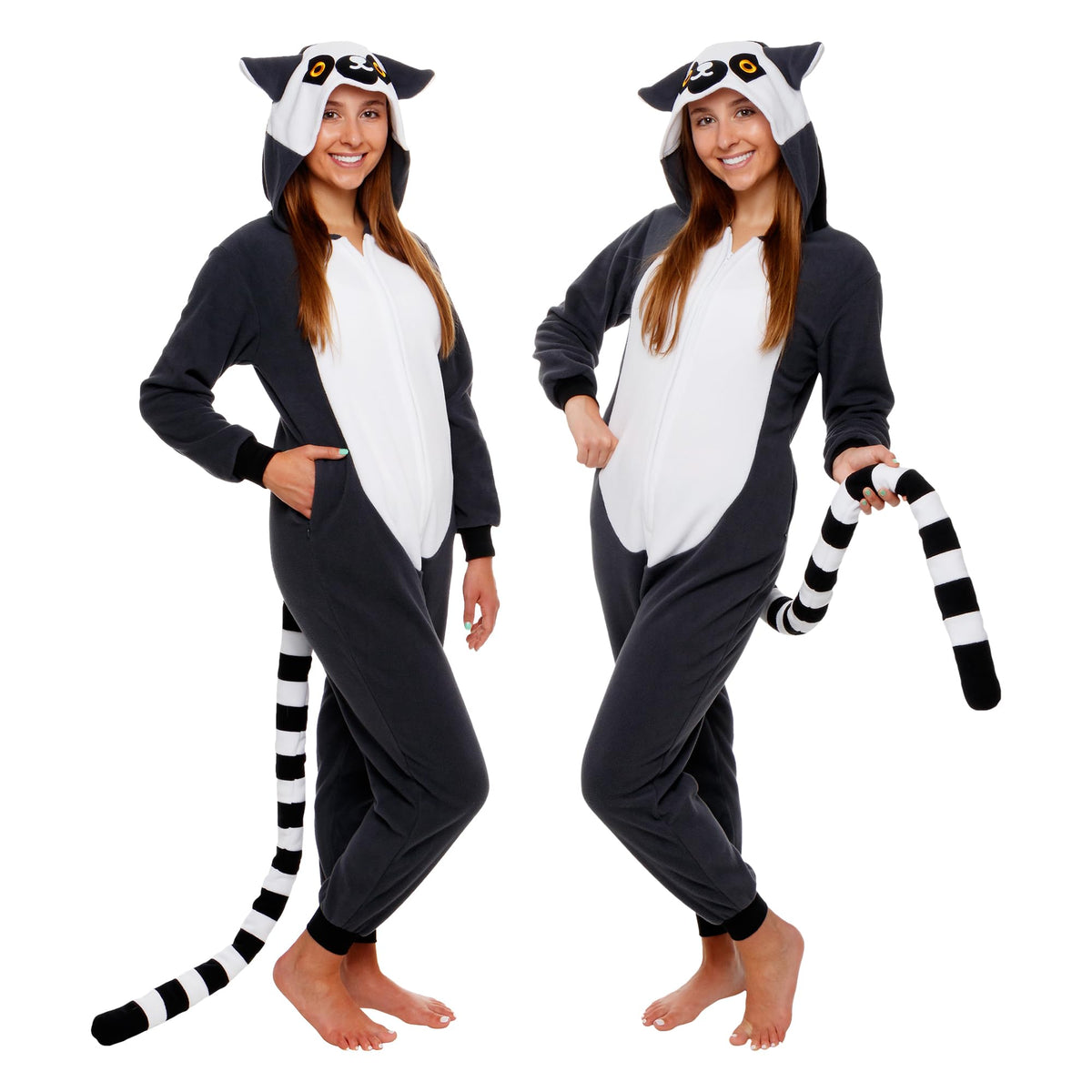 Funziez! Slim Fit Adult Onesie - Animal Costume - Plush Unisex Halloween One Piece Cosplay Suit for Women and Men