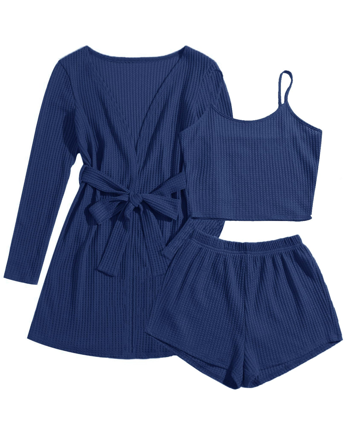 Ekouaer Pajamas for Women Set 3 Piece Soft Waffle Knit Loungewear Outfit