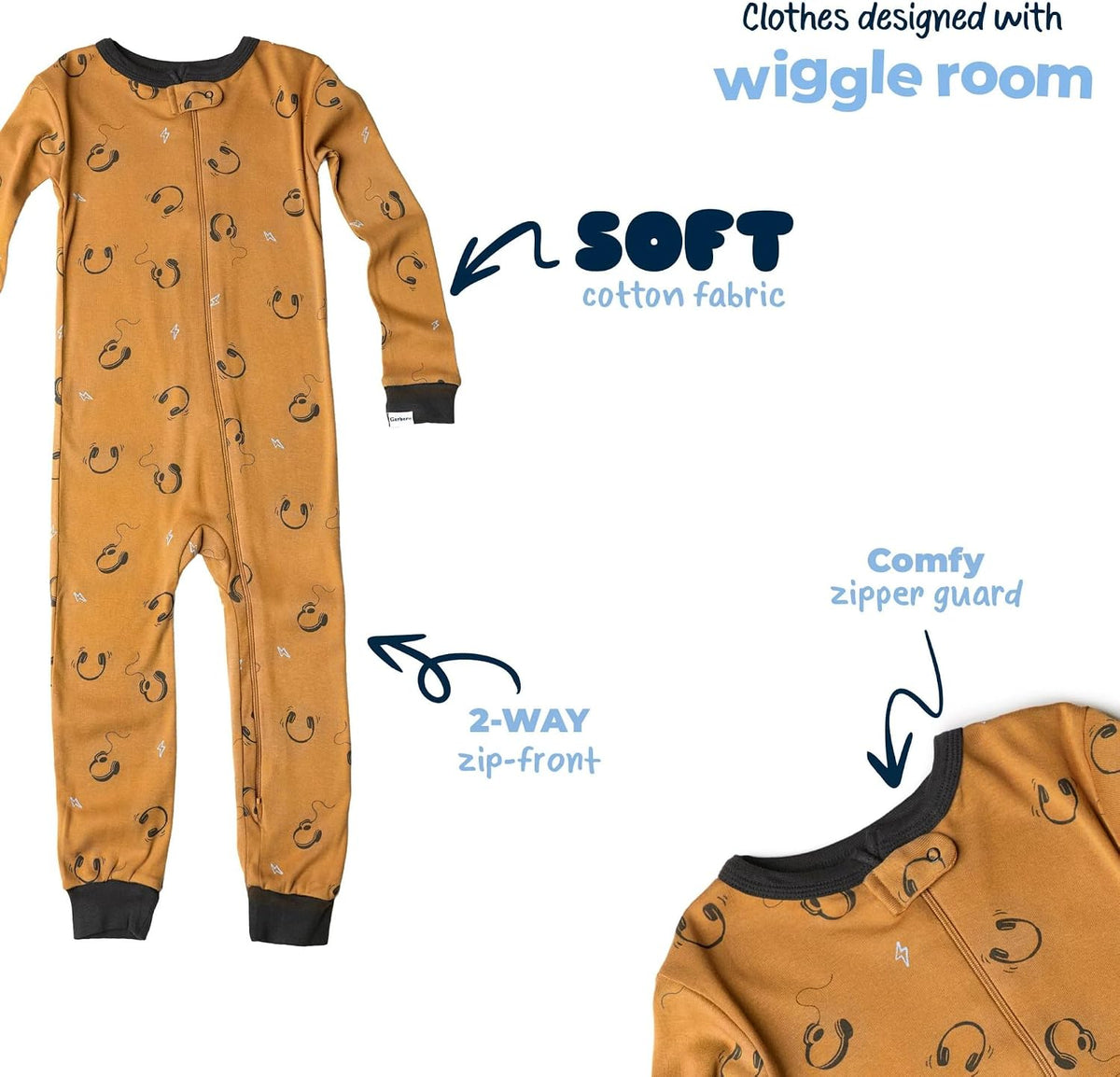 Gerber Baby Boys 3-Pack Snug Fit Footless One Piece Cotton Pajamas