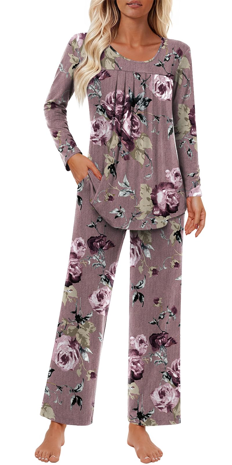 Findsweet Pajama Sets Women 2 Piece Long Sleeve Lounge Pj Sets Fall Outfits