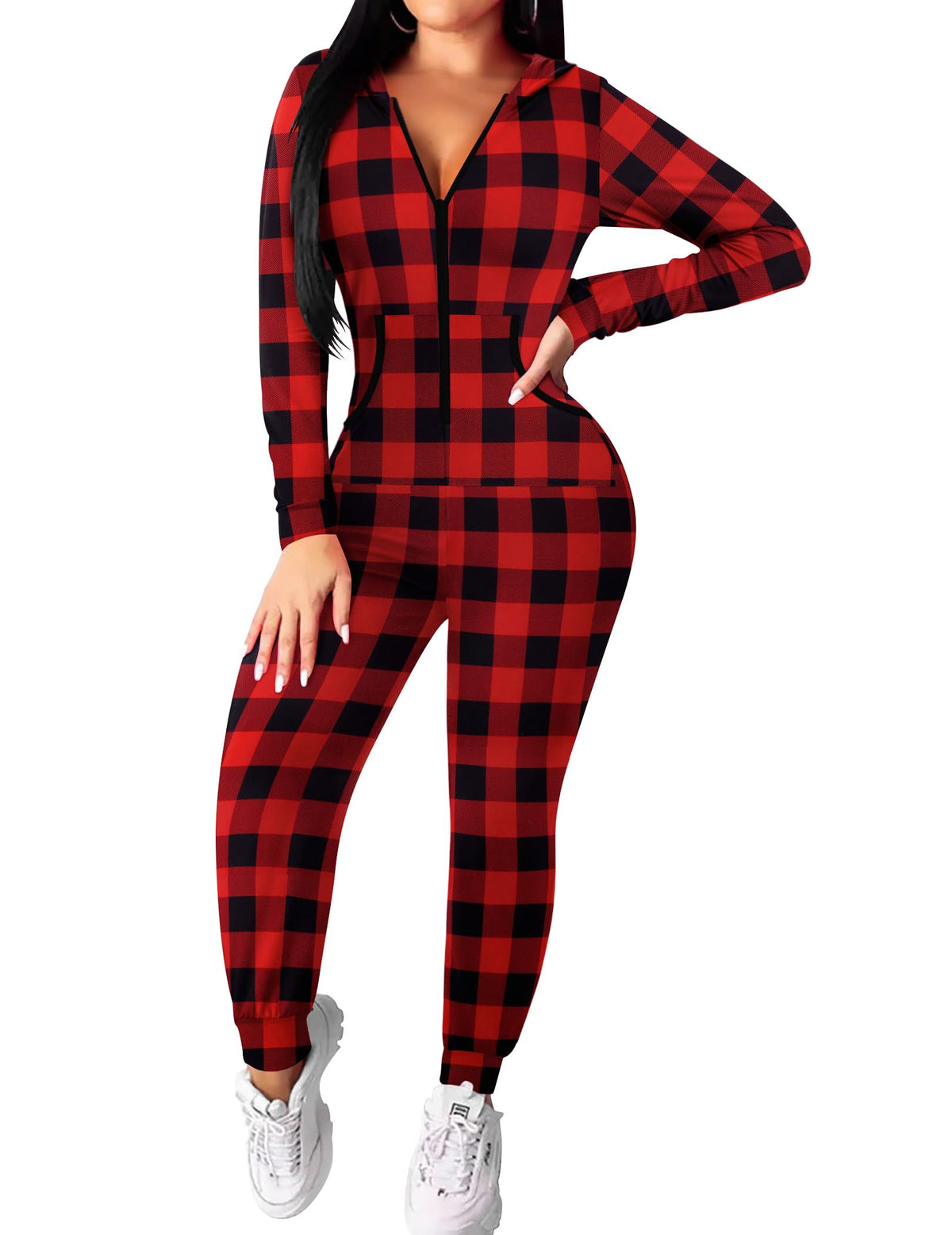 Ekouaer Halloween Onesie for Women Hooded Jumpsuit Sexy One Piece Pajamas