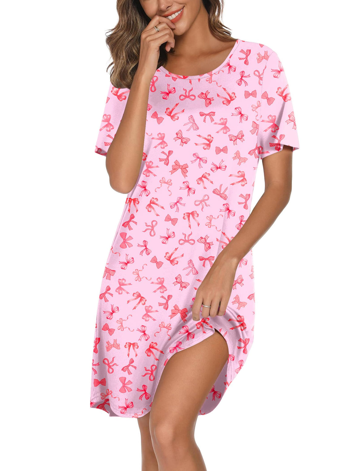 Ekouaer Cotton Nightgowns for Women Short Sleeve Sleepshirts Soft Sleepwear