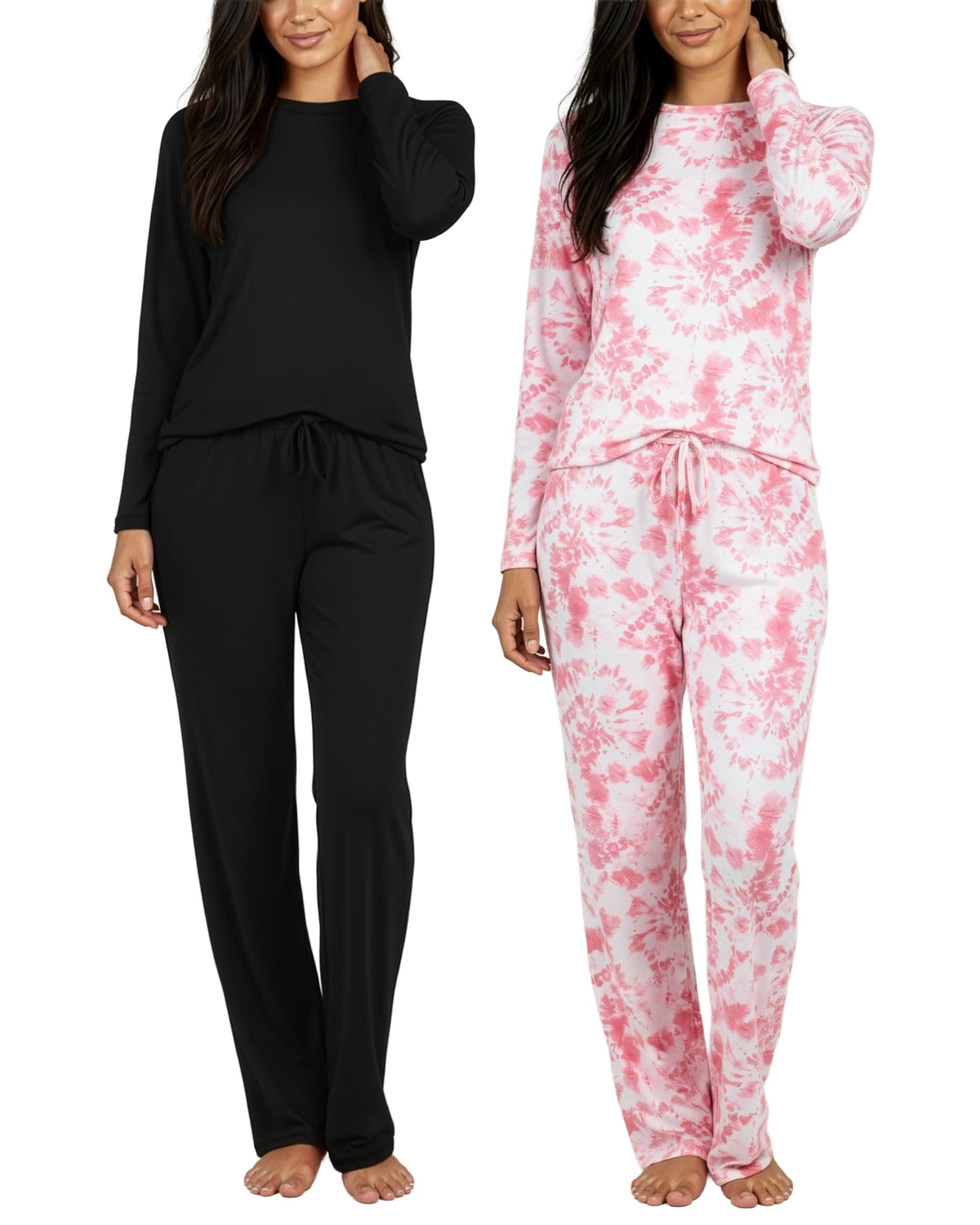 2 Pack Women's Pajama Sets Long Sleeve Sleepwear Comfy Cute Loungewear PJ