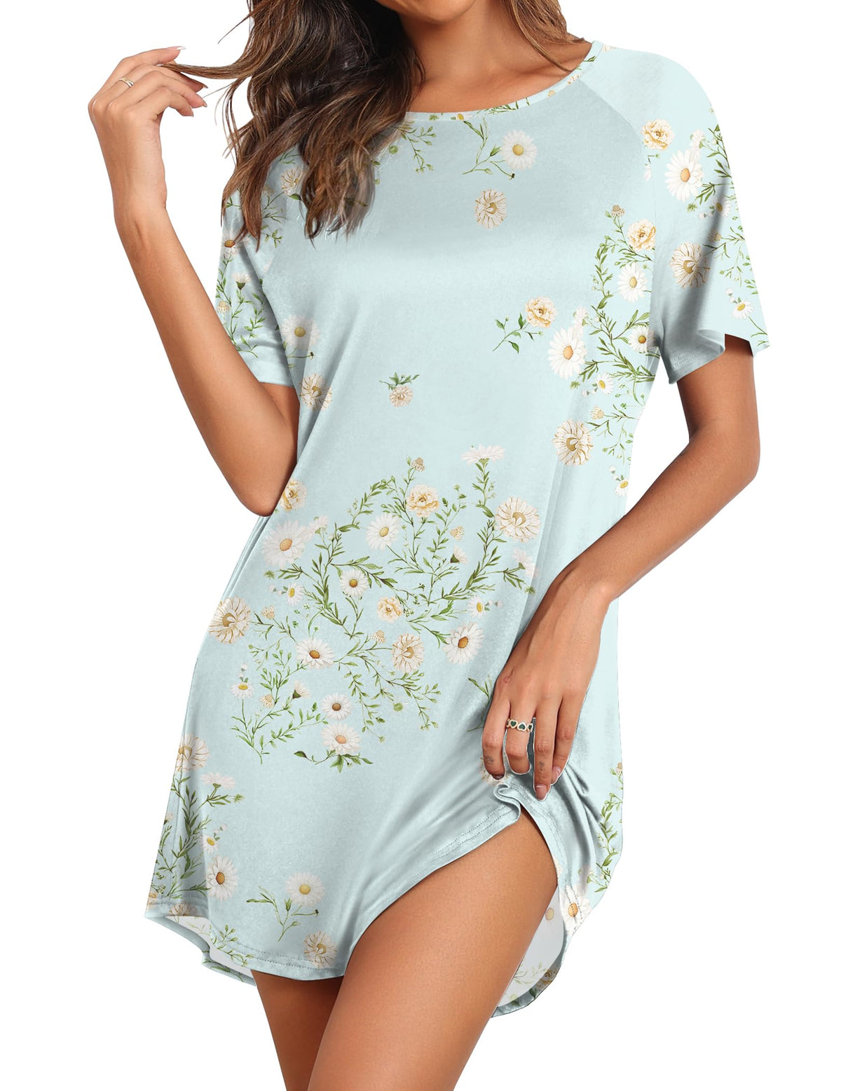 Ekouaer Nightgowns for Women Bamboo Viscose Sleep Shirt Cooling Pajamas