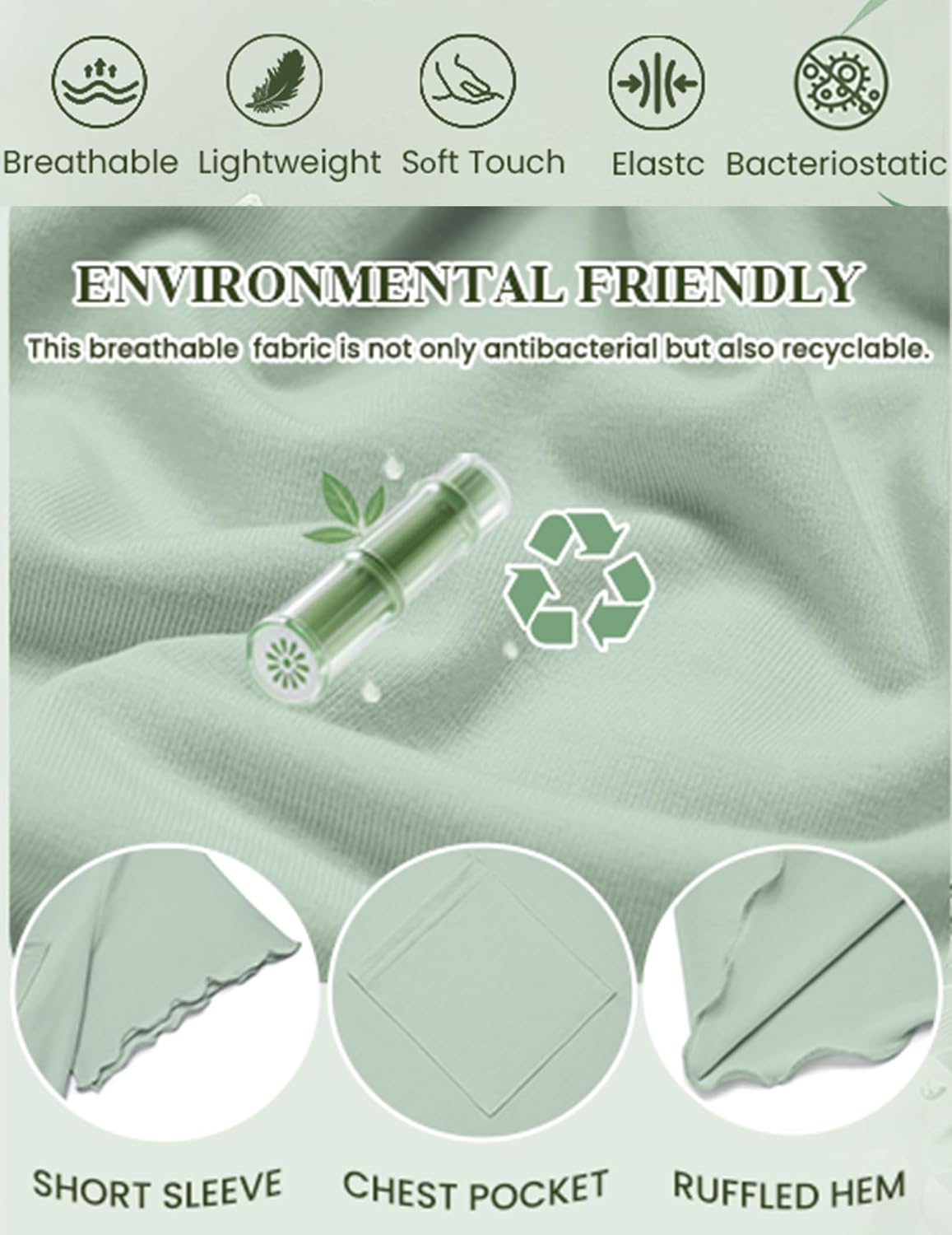 Ekouaer Bamboo Viscose Sleep Shirts for Women Short Sleeve Nightgowns