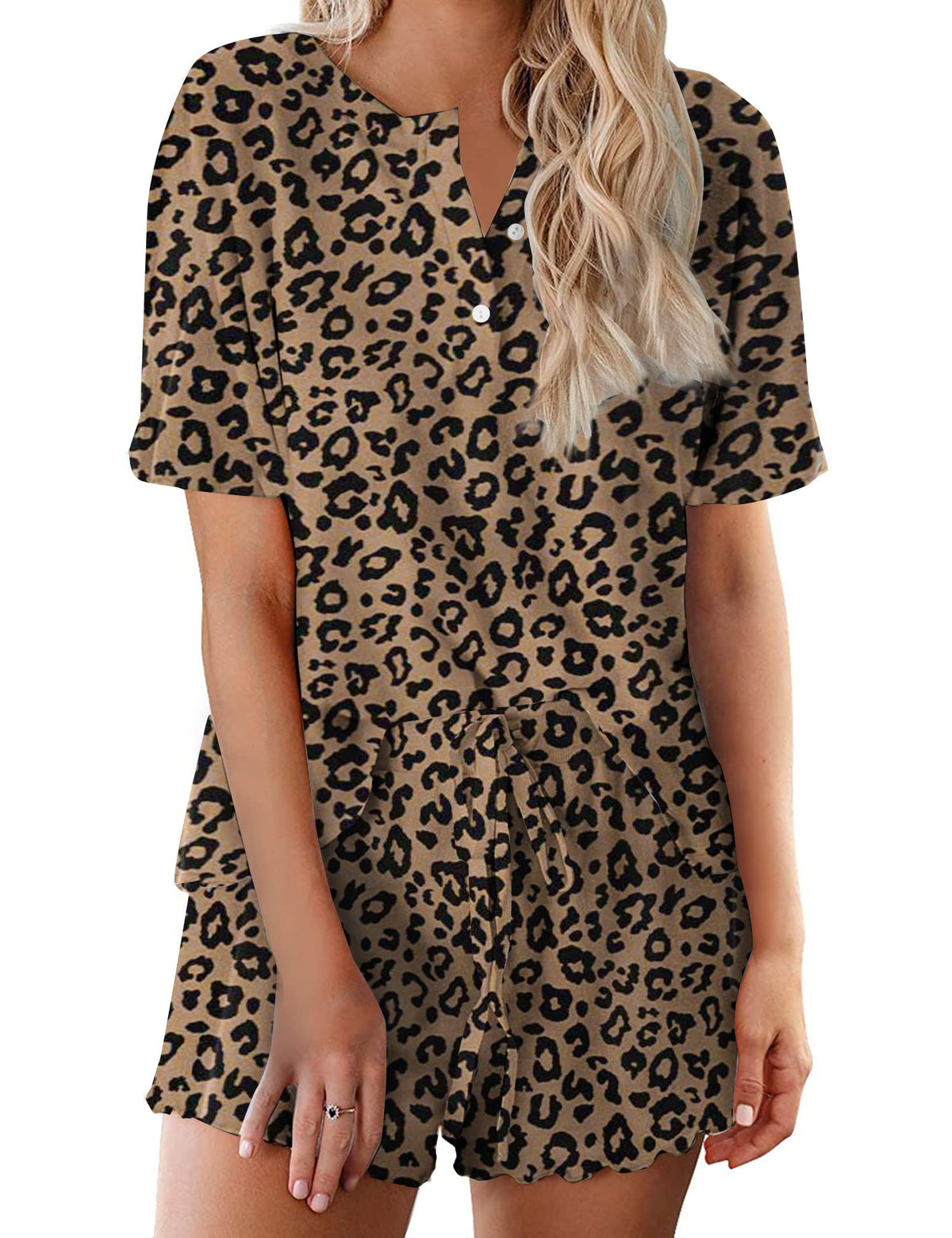 Ekouaer Pajamas Set for Women Short Sleeve Lounge Set 2 Piece Soft Cute Pjs