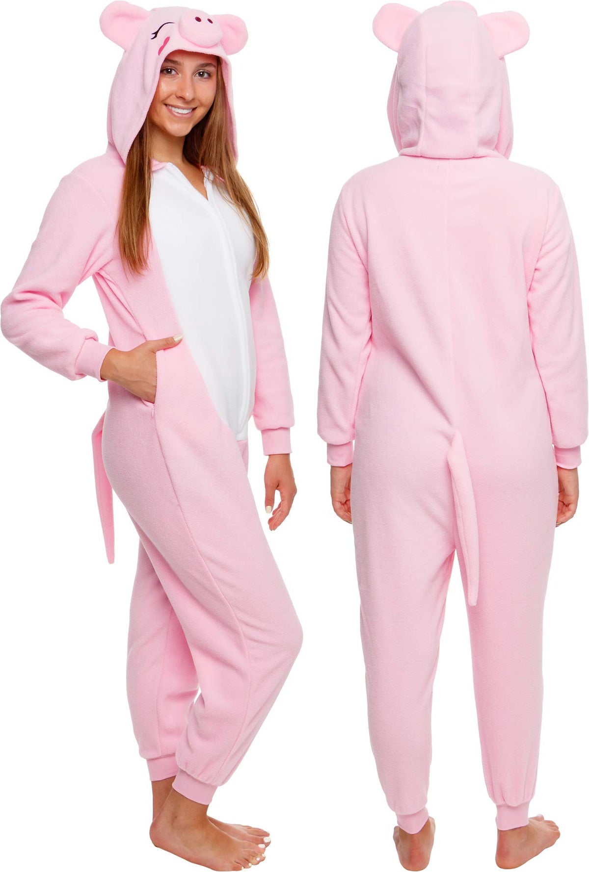 Funziez! Slim Fit Adult Onesie - Animal Costume - Plush Unisex Halloween One Piece Cosplay Suit for Women and Men