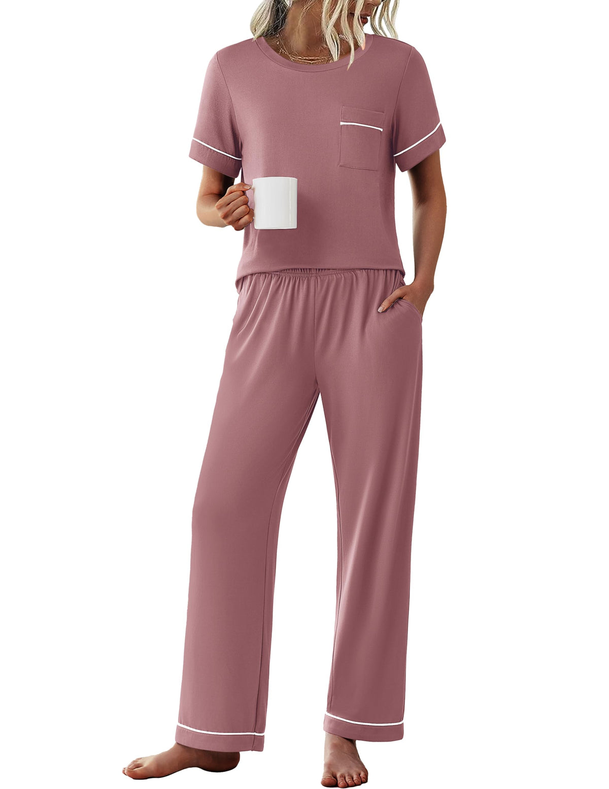 Ekouaer Pajamas for Women Set 2 Piece Sleepwear Comfy Lounge Set S-XXL