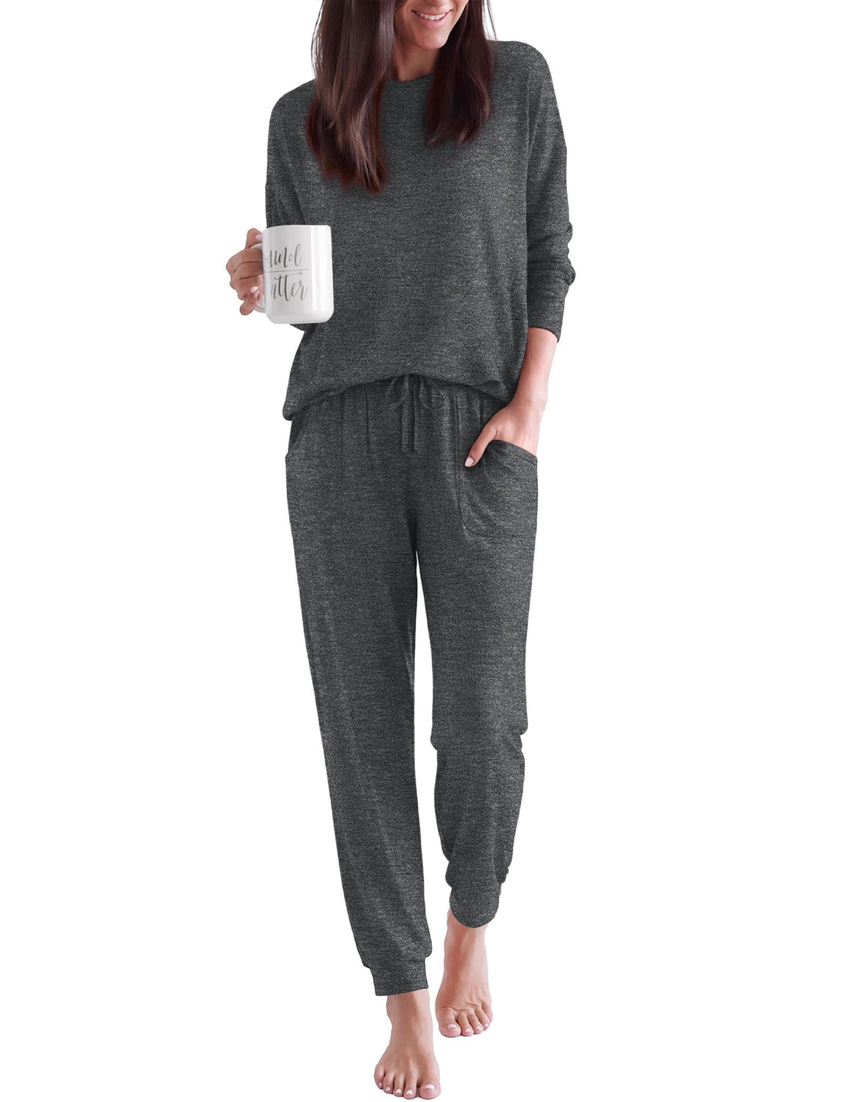 Ekouaer Pajamas for Women Set 2 Piece Long Sleeve Pjs Casual Lounge Sets