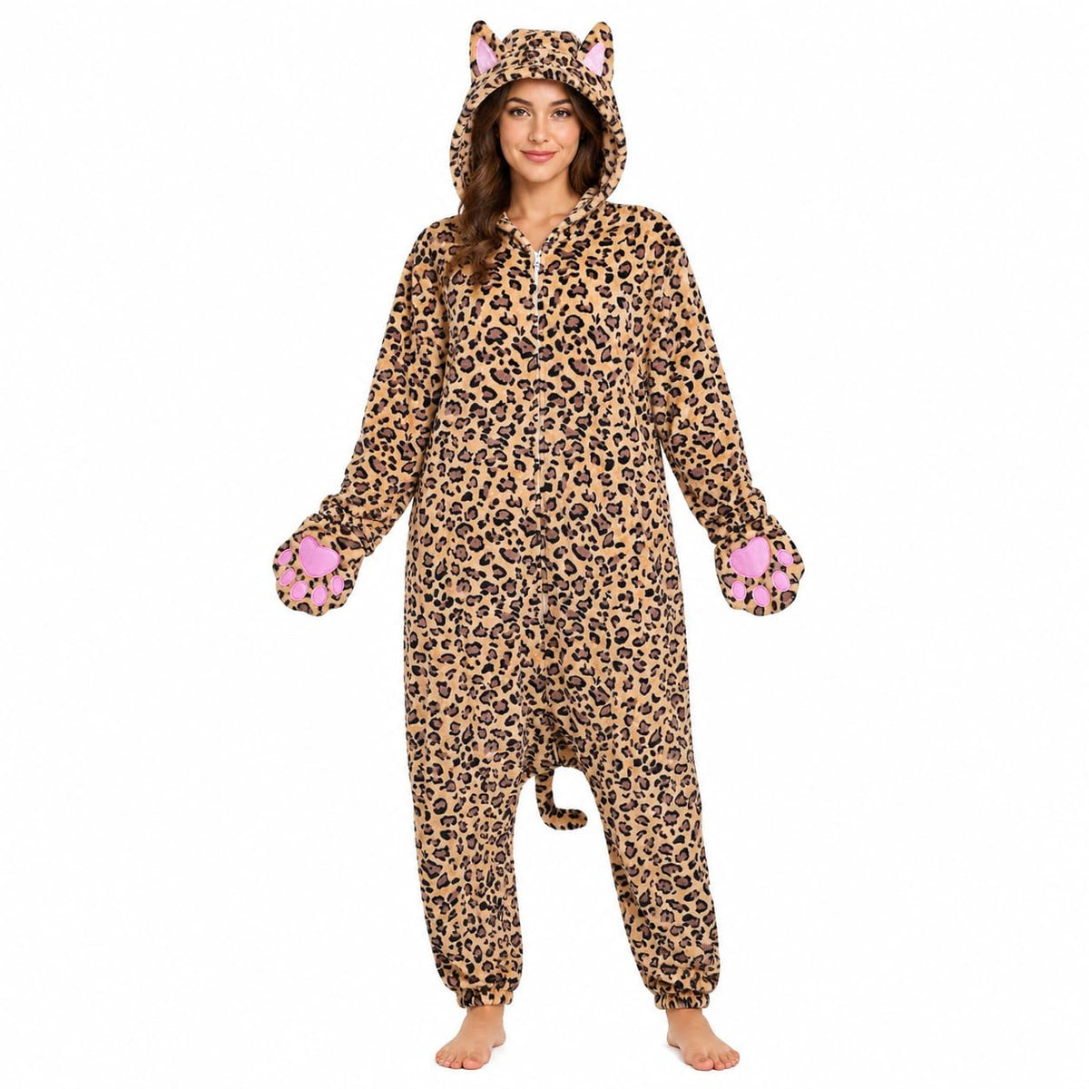 Adult Onesie, Animal Halloween Costume, Plush One Piece Pajamas with Hood