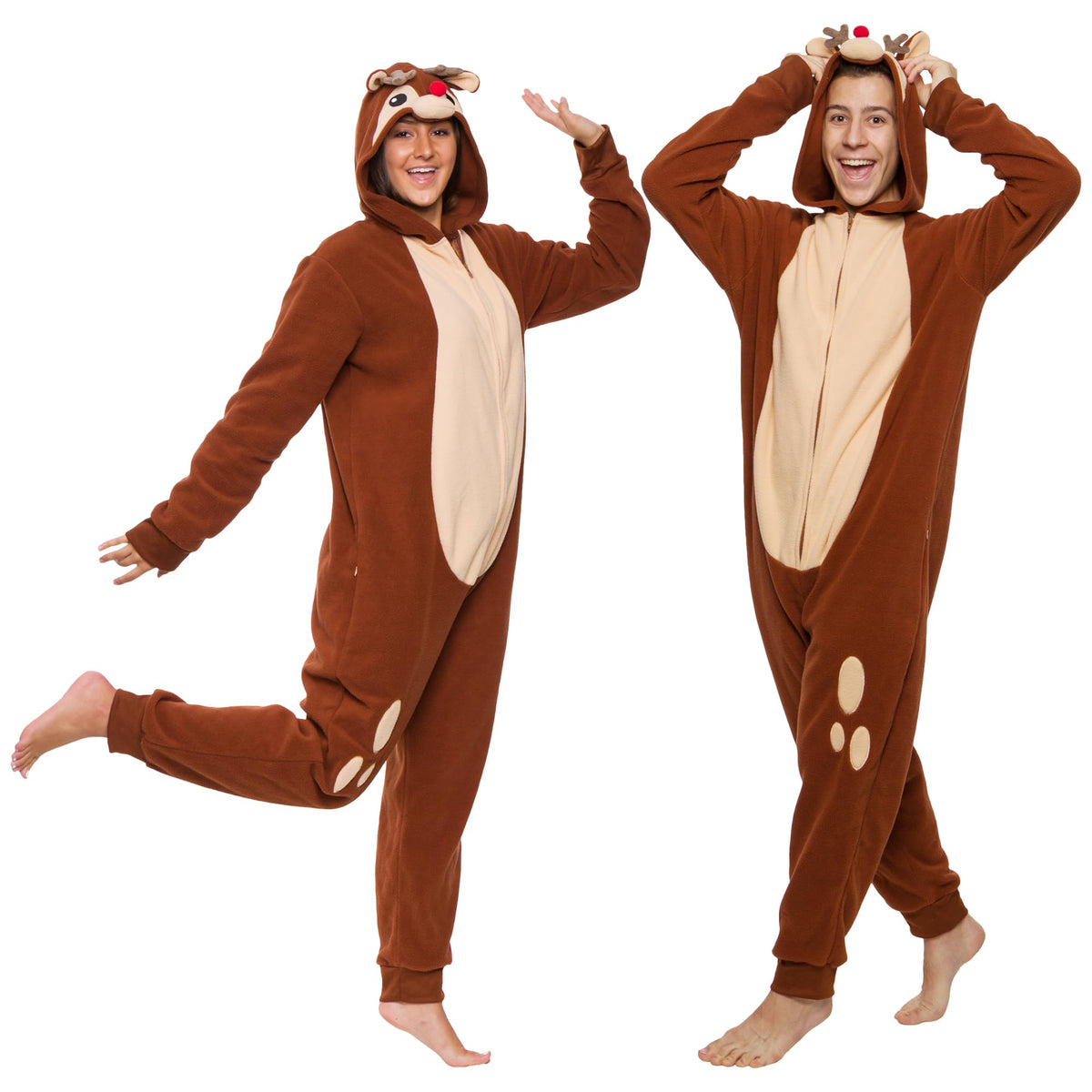 Funziez! Slim Fit Adult Onesie - Animal Costume - Plush Unisex Halloween One Piece Cosplay Suit for Women and Men
