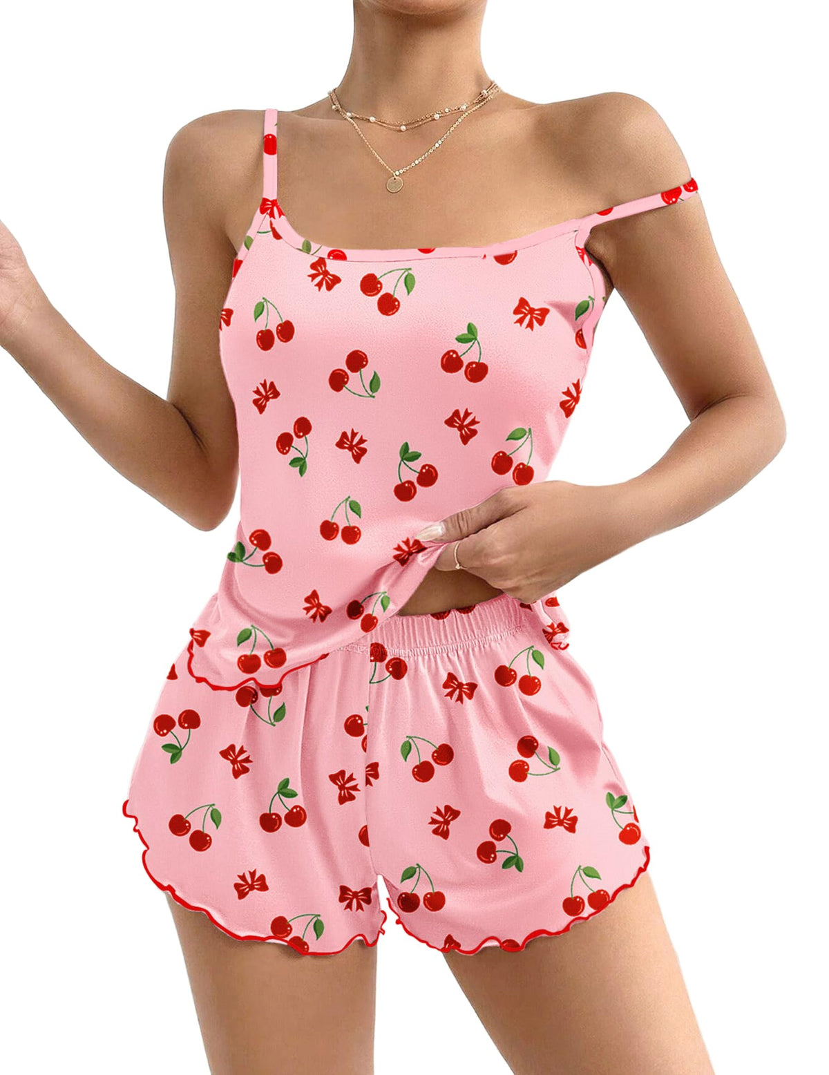 Ekouaer Womens Cami Pajama Set Cute Printed Camisole Shorts Sleepwear