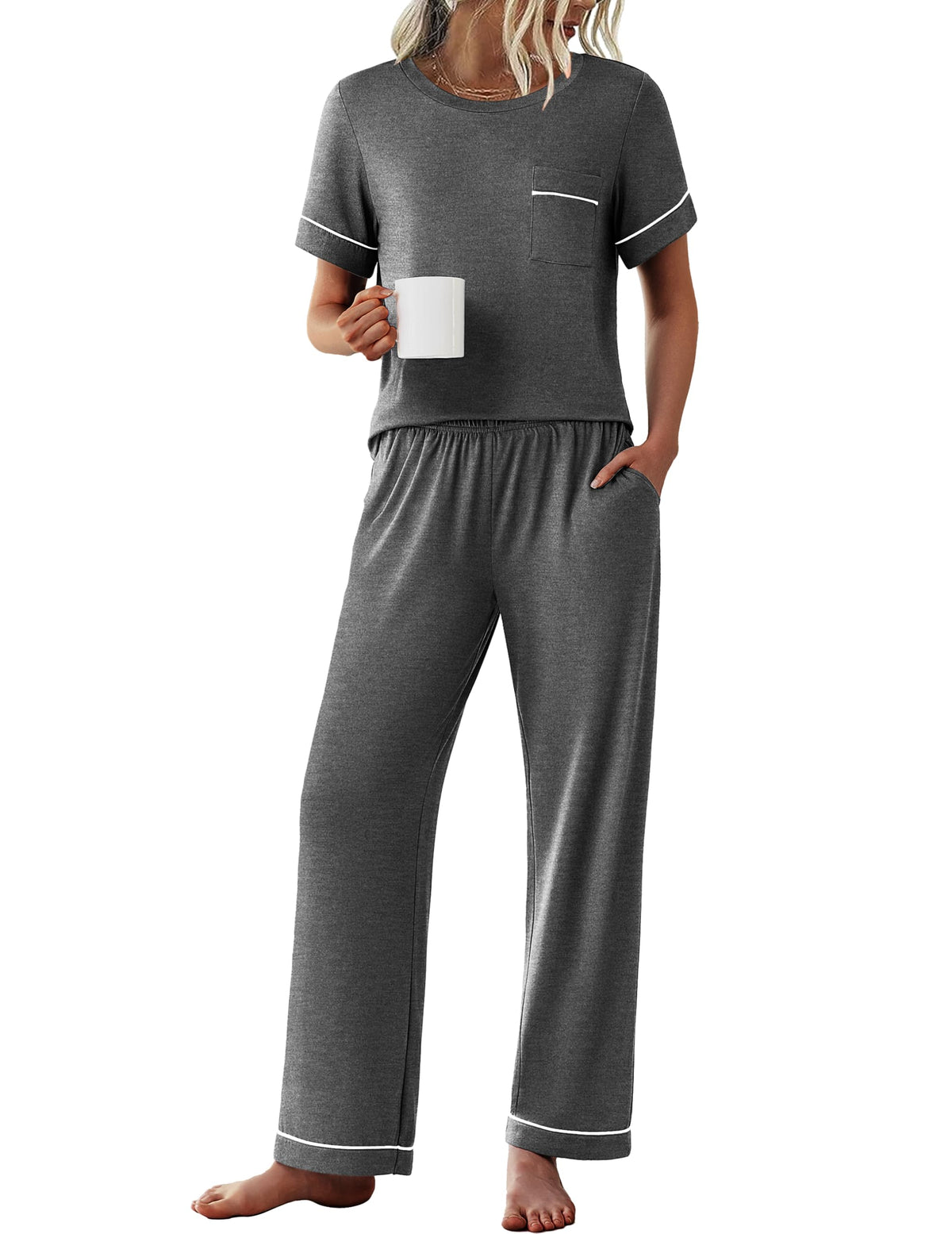 Ekouaer Pajamas for Women Set 2 Piece Sleepwear Comfy Lounge Set S-XXL