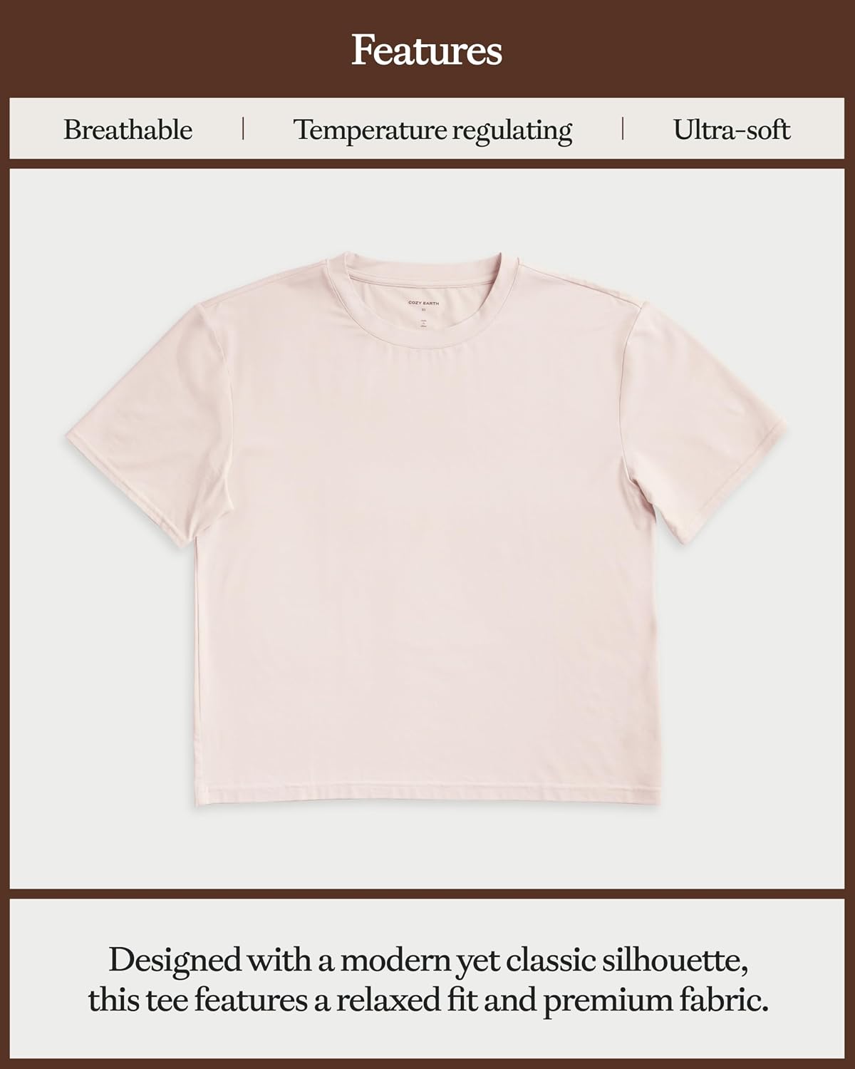 Cozy Earth Women's First Layer Pajama Short Sleeve Tee