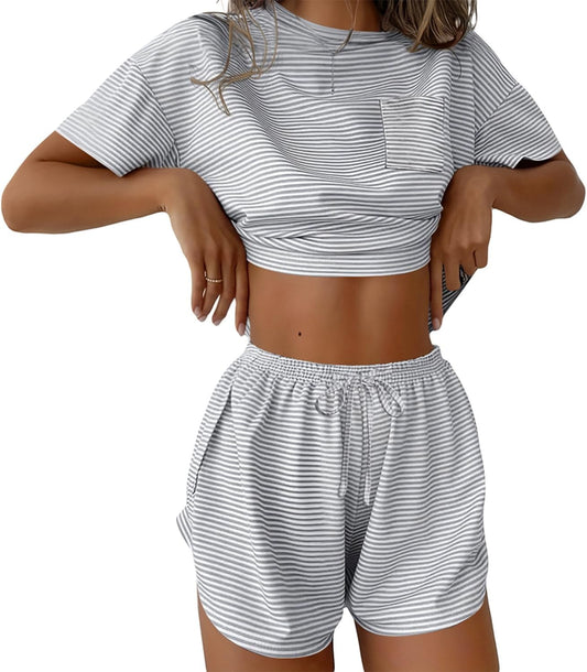 Ekouaer Womens Pajama Sets Sexy Lounge Sets Side Split Short Pj Sets
