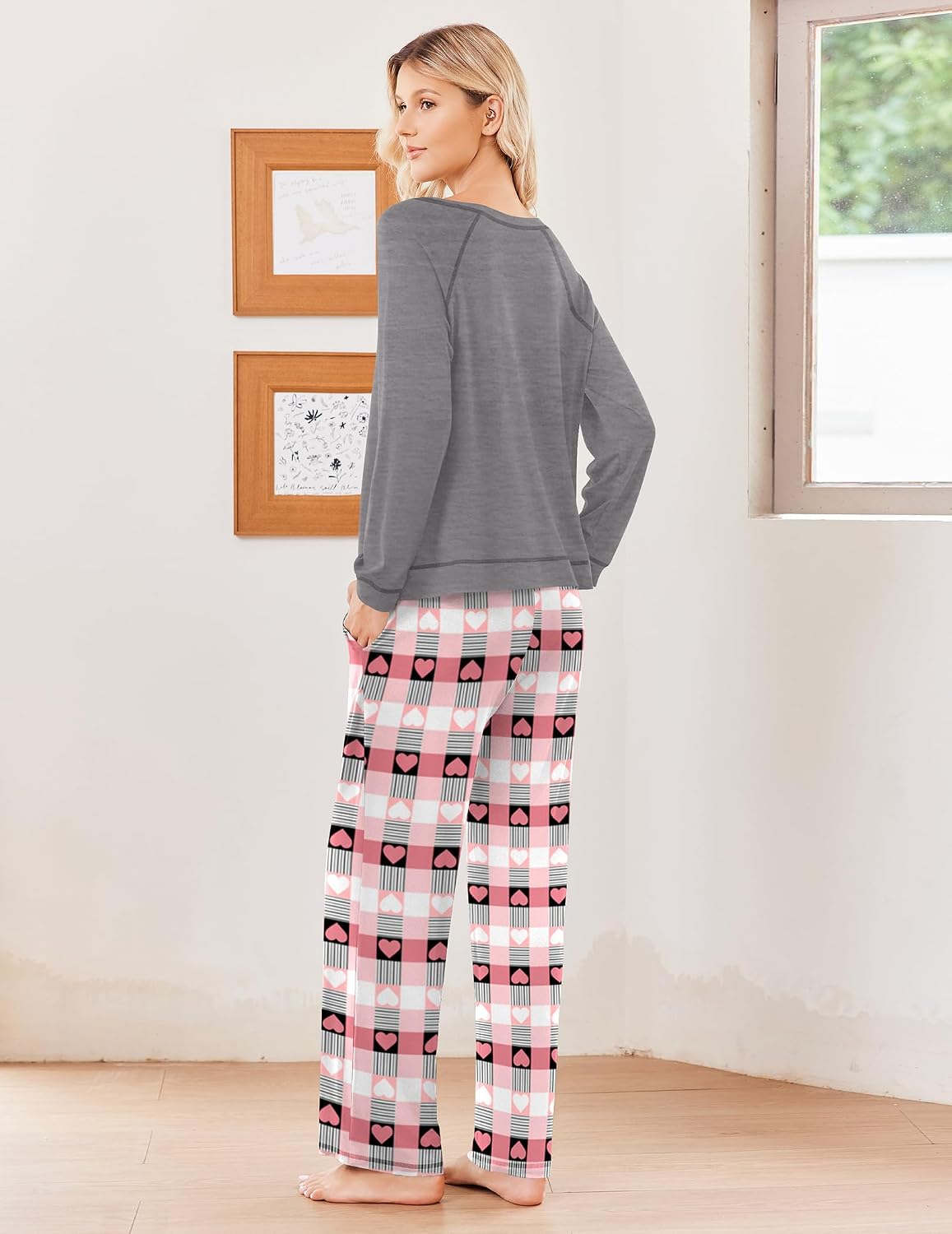 Ekouaer Womens Pajamas Long Sleeve Pjs Soft Loungewear 2 Piece Lounge Sets