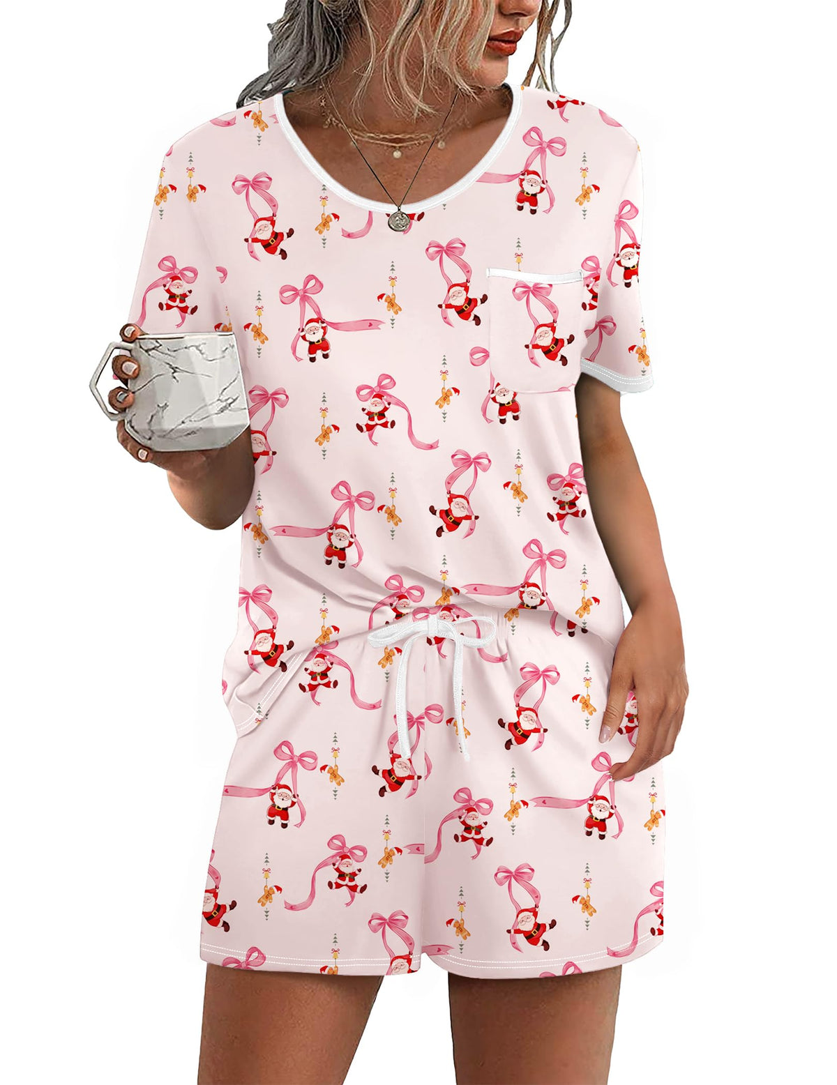 Ekouaer Pajamas for Womens Set 2 Piece Soft Sleepwear, Chest Pocket