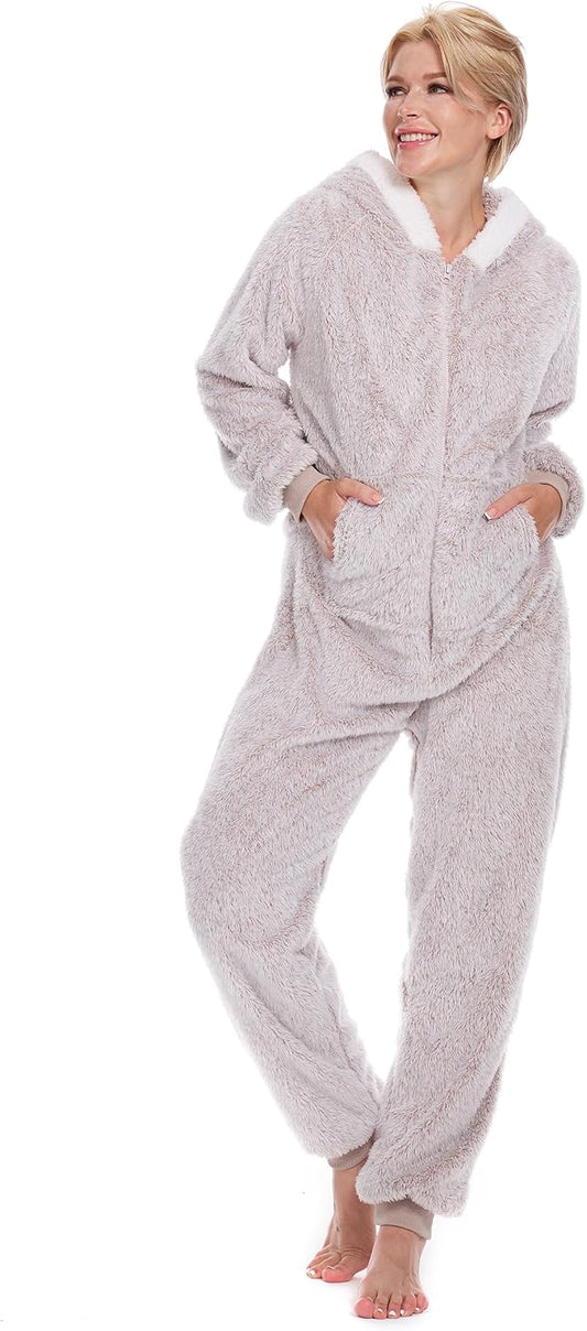 Onesie Pajamas for Women Fleece Womens Onesie Pajamas, Fuzzy Pajama Onesies for Women