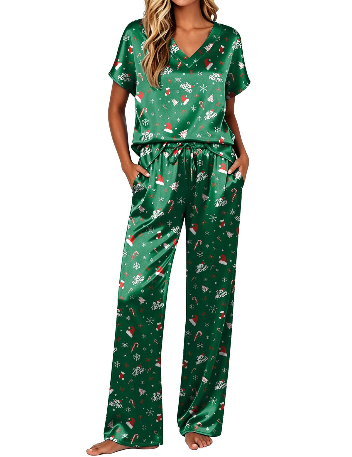 Ekouaer Womens Silk Pajamas Set 2 Piece Satin Pjs Cap Sleeve Loungewear