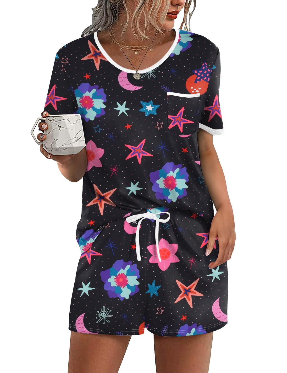 Ekouaer Pajamas for Womens Set 2 Piece Soft Sleepwear, Chest Pocket