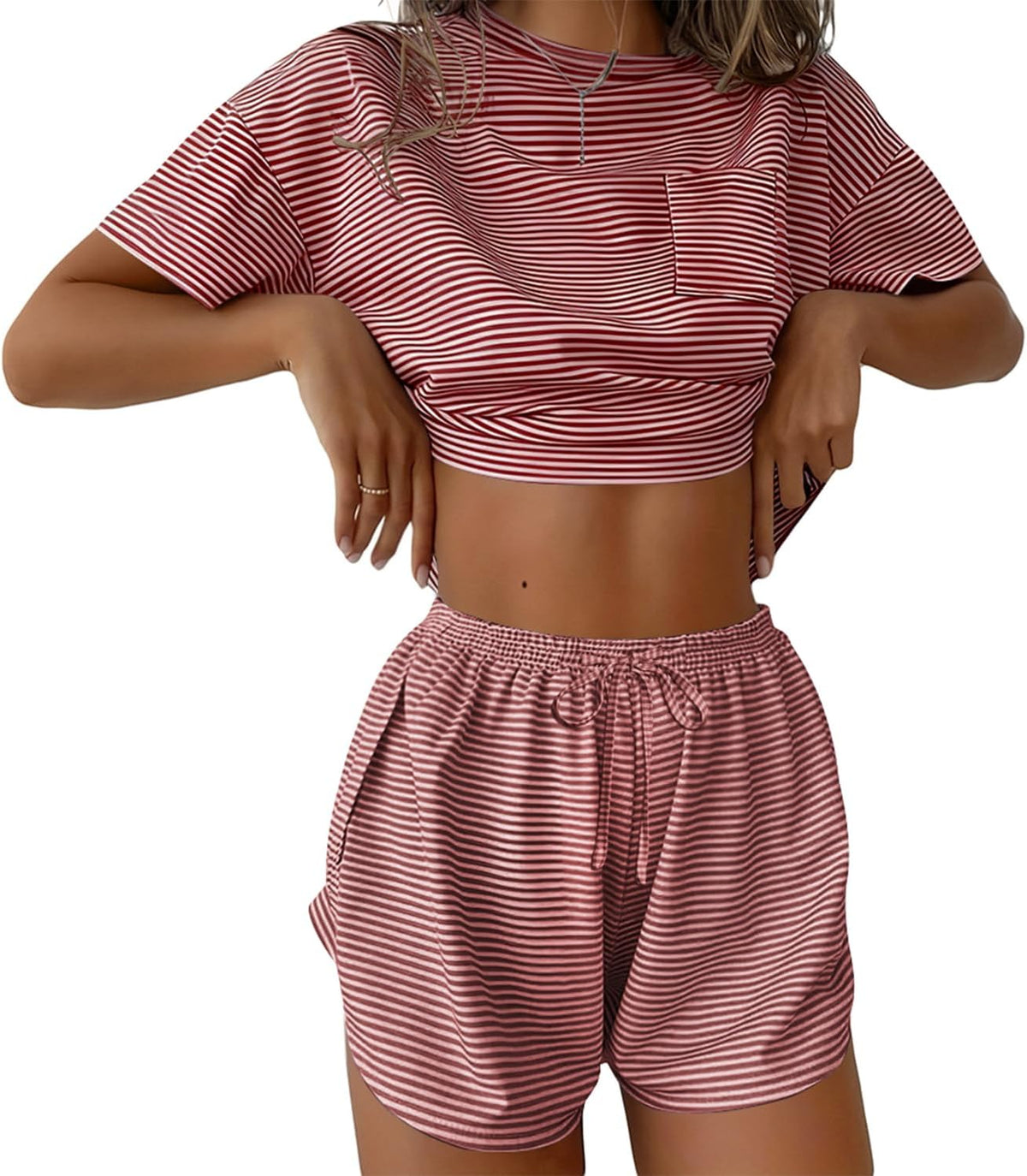 Ekouaer Womens Pajama Sets Sexy Lounge Sets Side Split Short Pj Sets