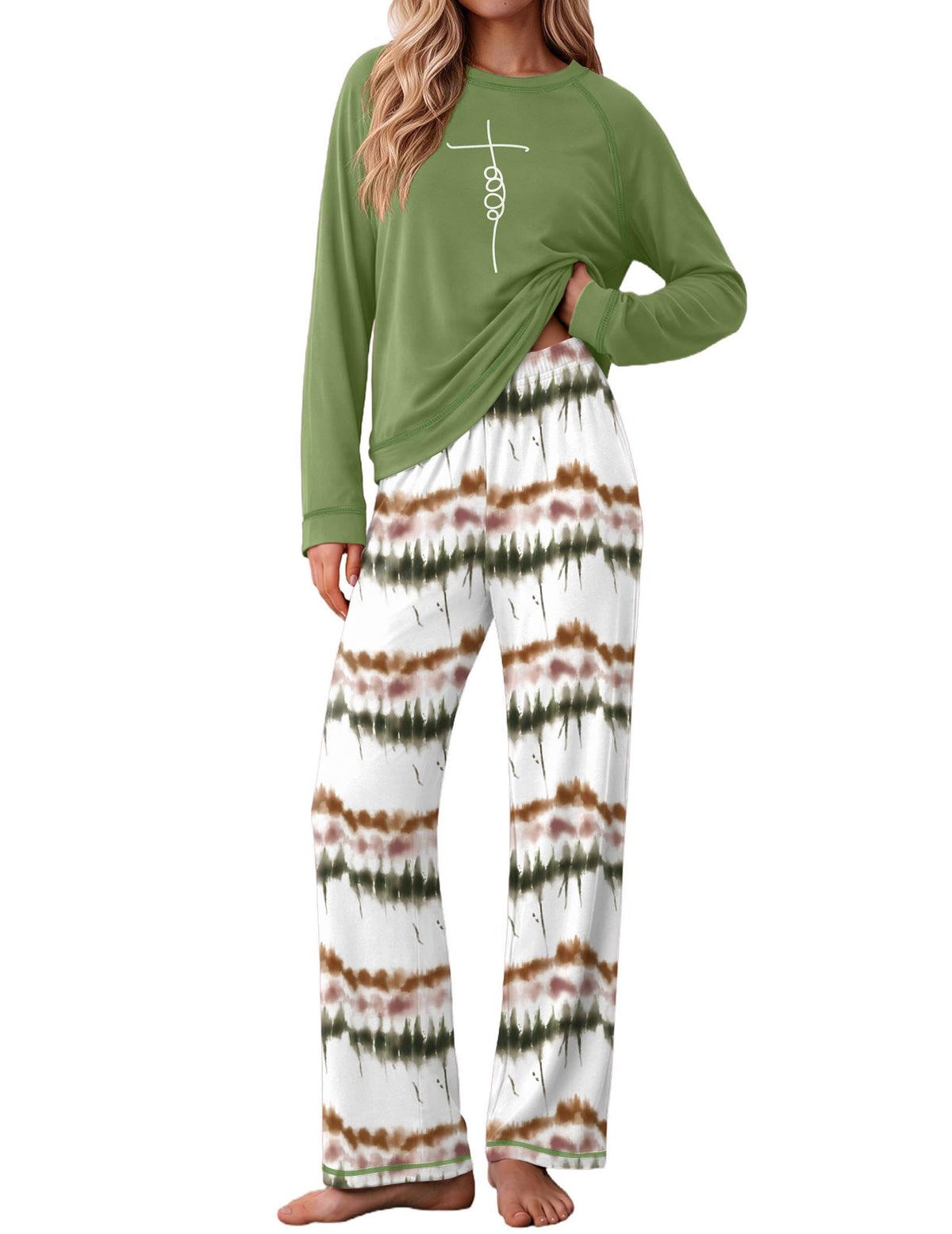Ekouaer Womens Pajamas Long Sleeve Pjs Soft Loungewear 2 Piece Lounge Sets