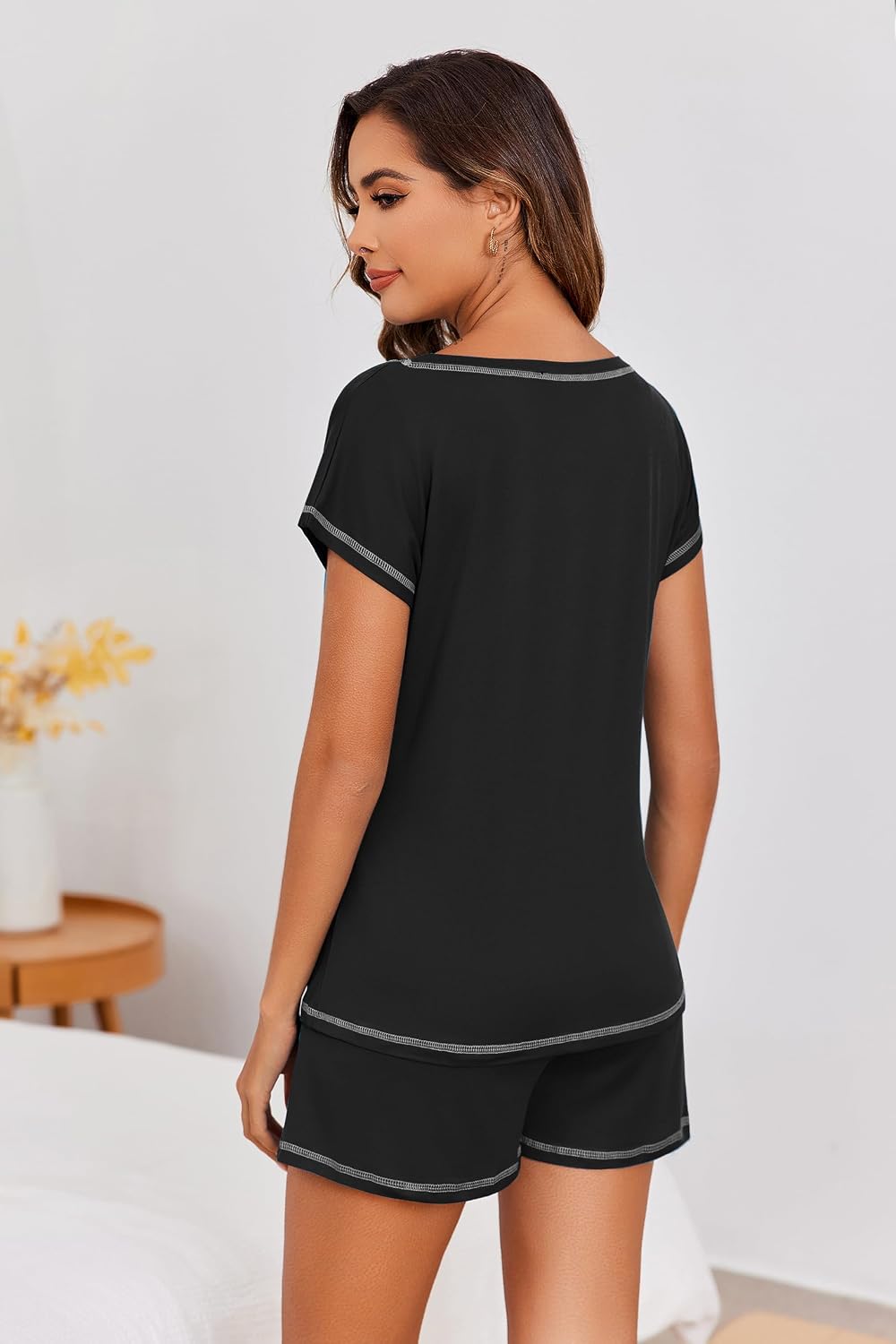 Ekouaer Womens Pajama Sets 2 Piece Pjs Short Sleeve Top and Shorts