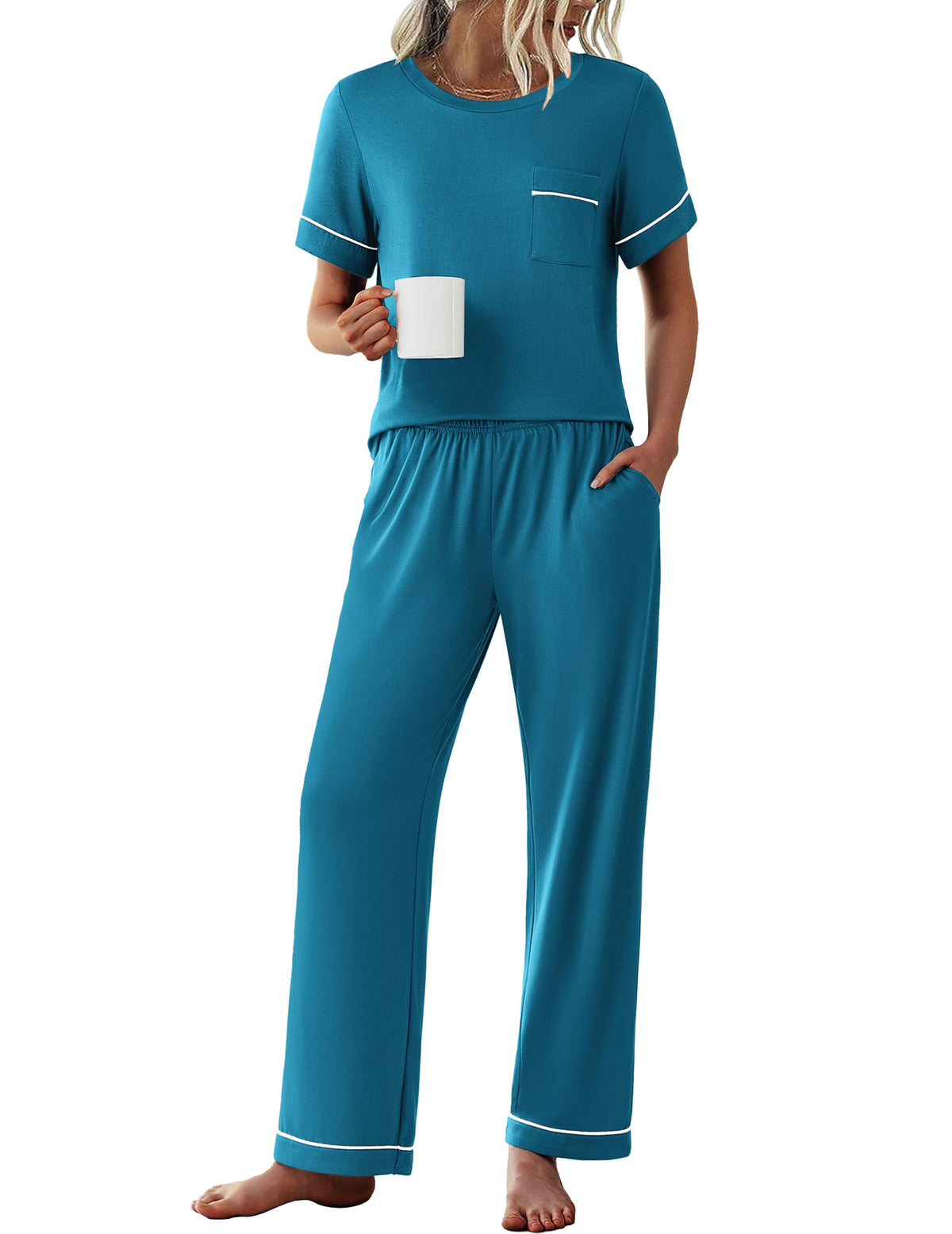 Ekouaer Pajamas for Women Set 2 Piece Sleepwear Comfy Lounge Set S-XXL