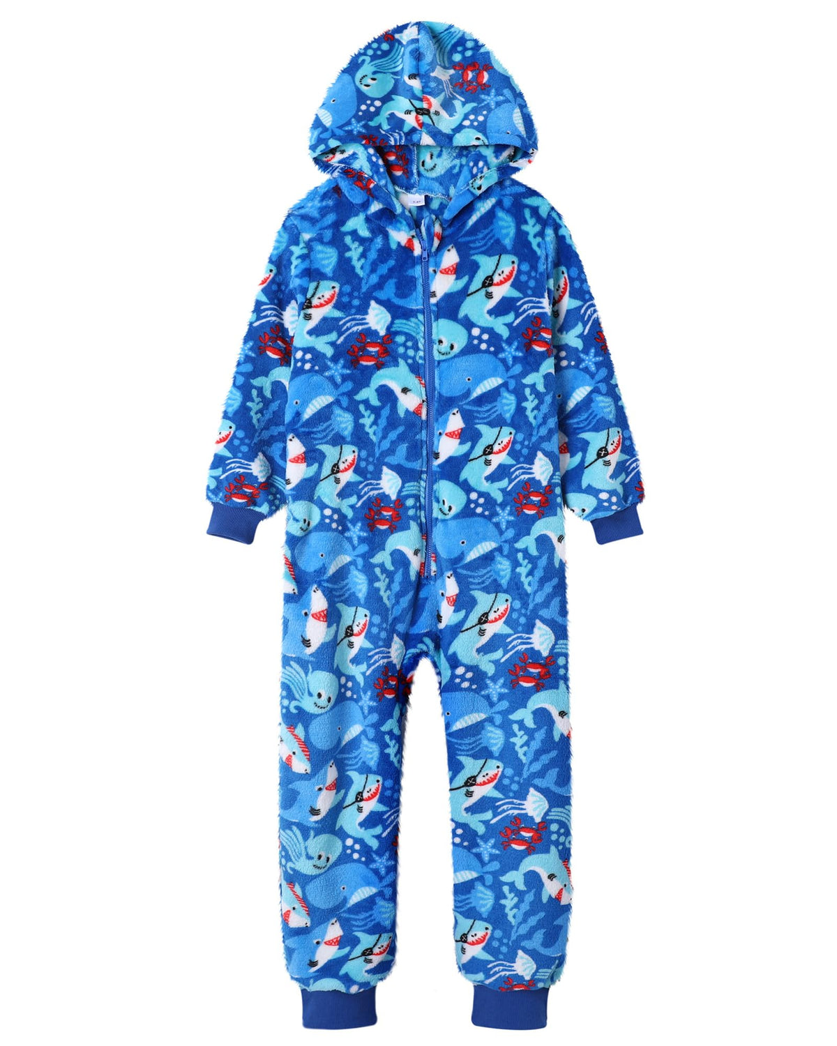 Boys Onesie Pajamas Cute Long Sleeve Fleece Jumpsuit with Hooded Fall