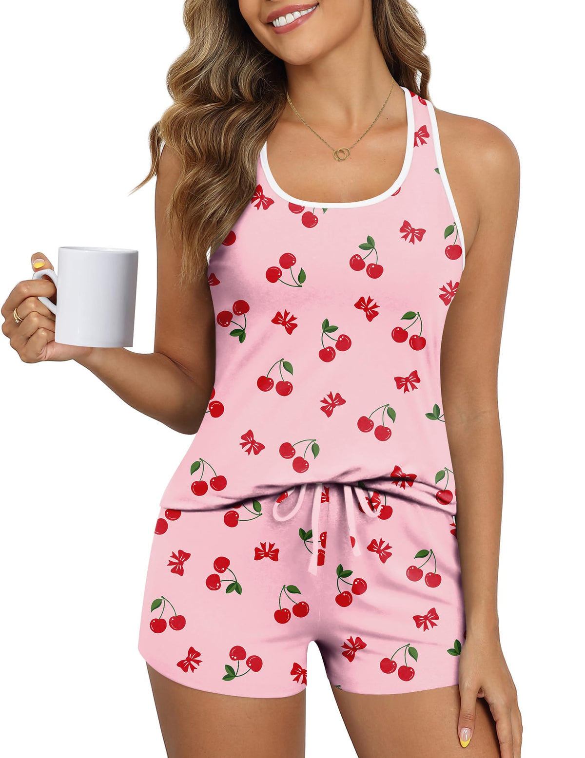 Ekouaer Womens Tank Top Pajama Set Sleeveless Sleepwear Cami and Shorts Pjs