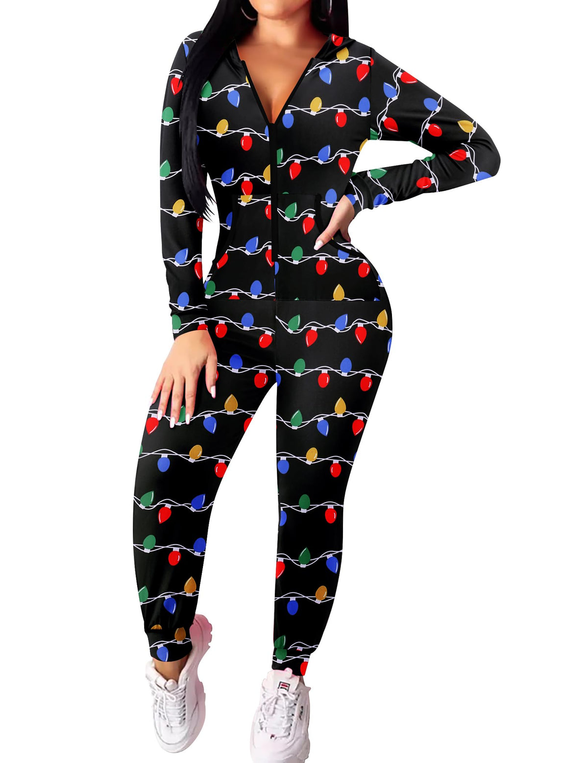 Ekouaer Halloween Onesie for Women Hooded Jumpsuit Sexy One Piece Pajamas