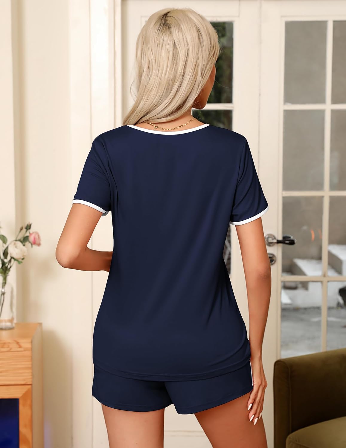 Ekouaer Pajamas for Womens Set 2 Piece Soft Sleepwear, Chest Pocket