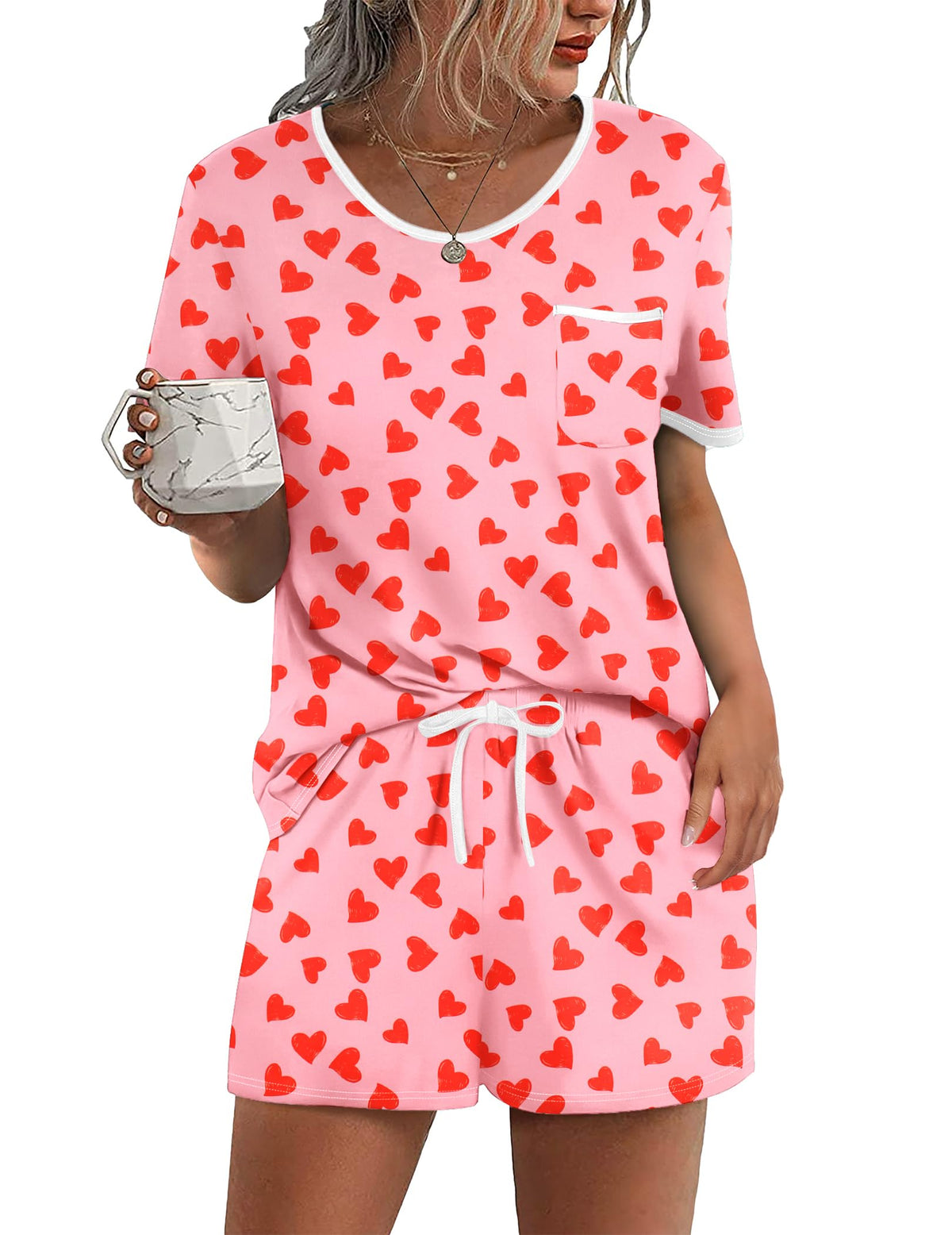 Ekouaer Pajamas for Womens Set 2 Piece Soft Sleepwear, Chest Pocket