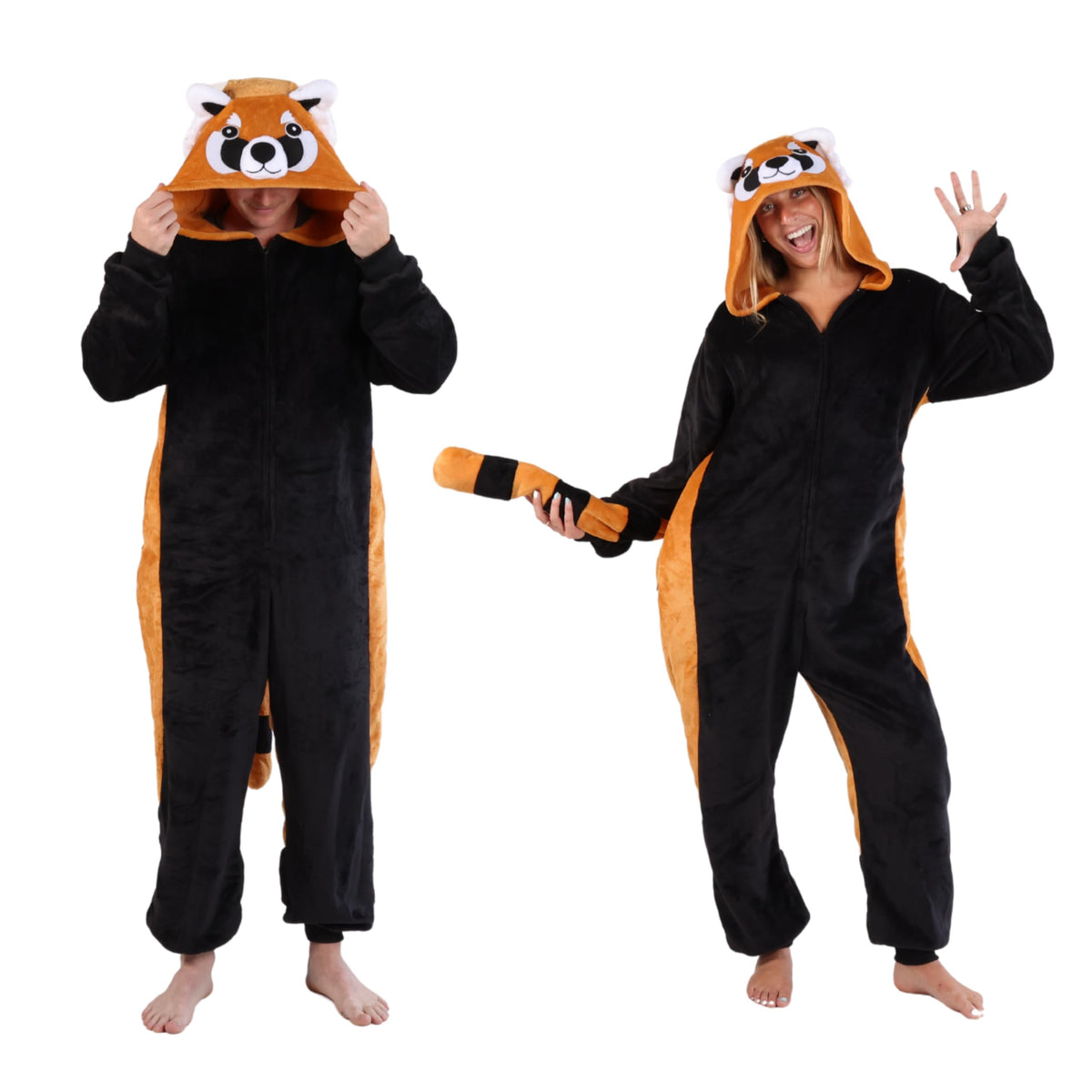 Funziez! Slim Fit Adult Onesie - Animal Costume - Plush Unisex Halloween One Piece Cosplay Suit for Women and Men