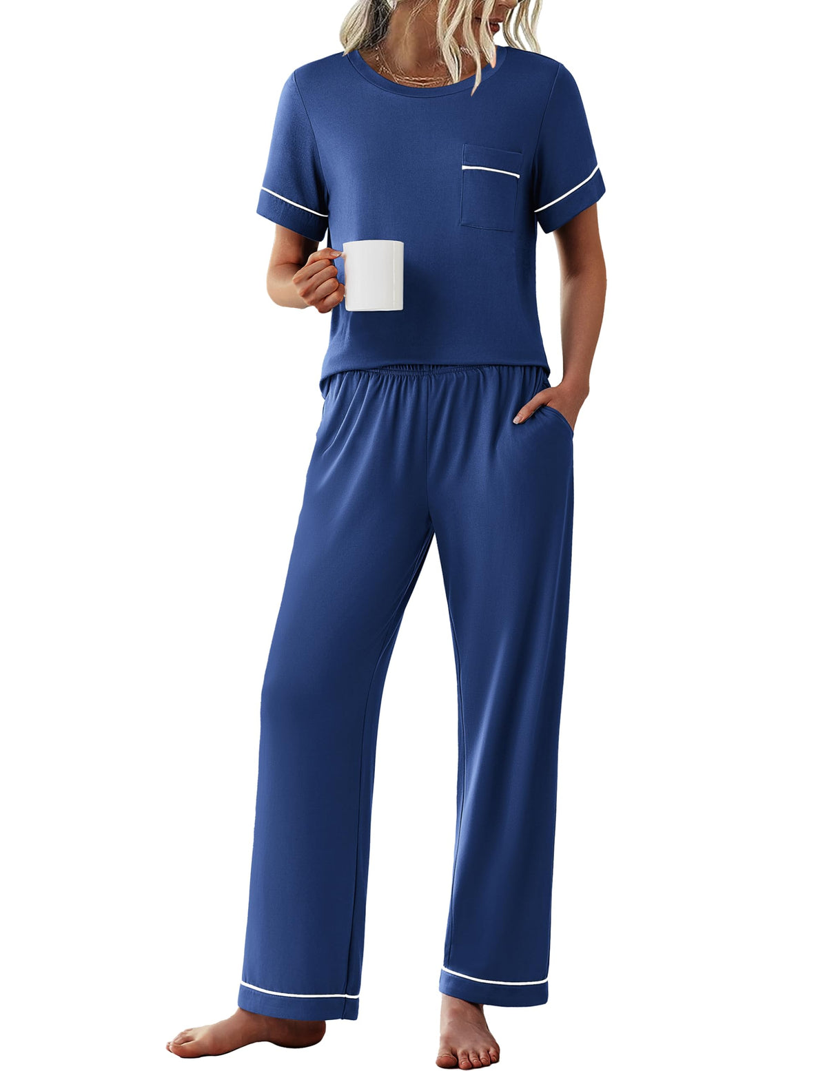 Ekouaer Pajamas for Women Set 2 Piece Sleepwear Comfy Lounge Set S-XXL