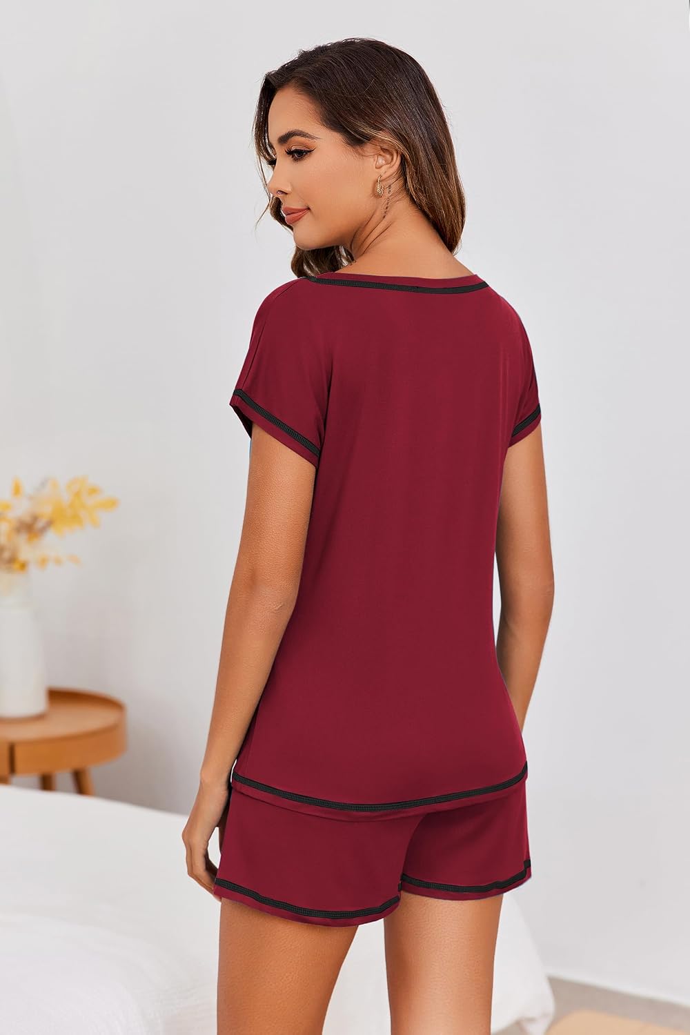 Ekouaer Womens Pajama Sets 2 Piece Pjs Short Sleeve Top and Shorts