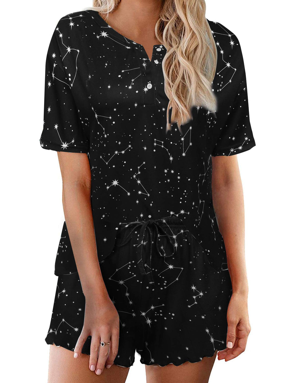 Ekouaer Pajamas Set for Women Short Sleeve Lounge Set 2 Piece Soft Cute Pjs