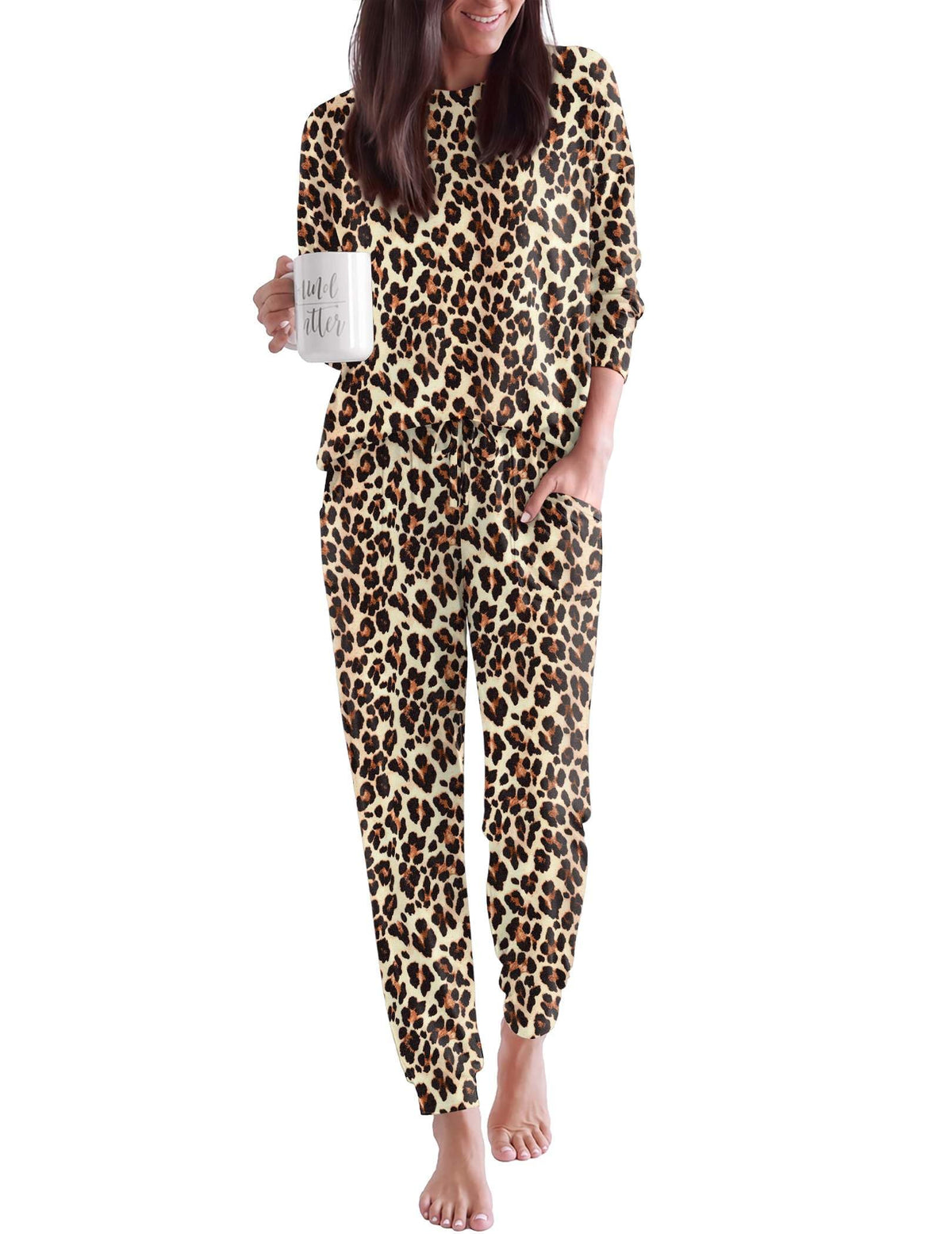 Ekouaer Pajamas for Women Set 2 Piece Long Sleeve Pjs Casual Lounge Sets