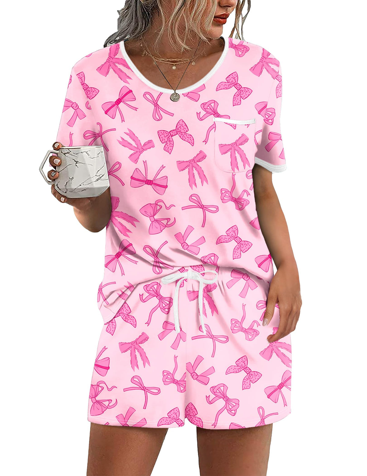 Ekouaer Pajamas for Womens Set 2 Piece Soft Sleepwear, Chest Pocket