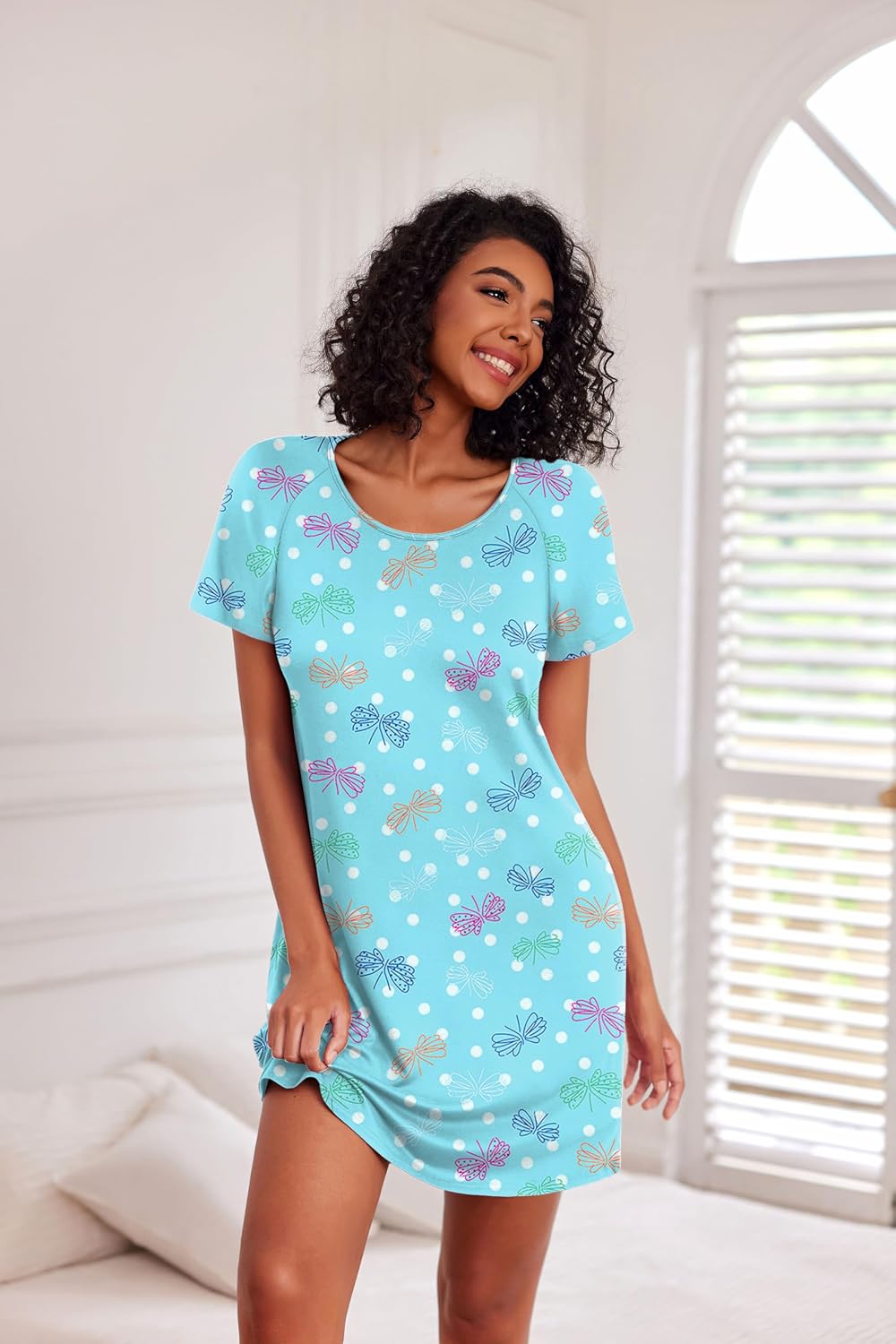 Ekouaer 3 Pack Nightgowns for Women Short Sleeve Sleepshirt Night Shirts