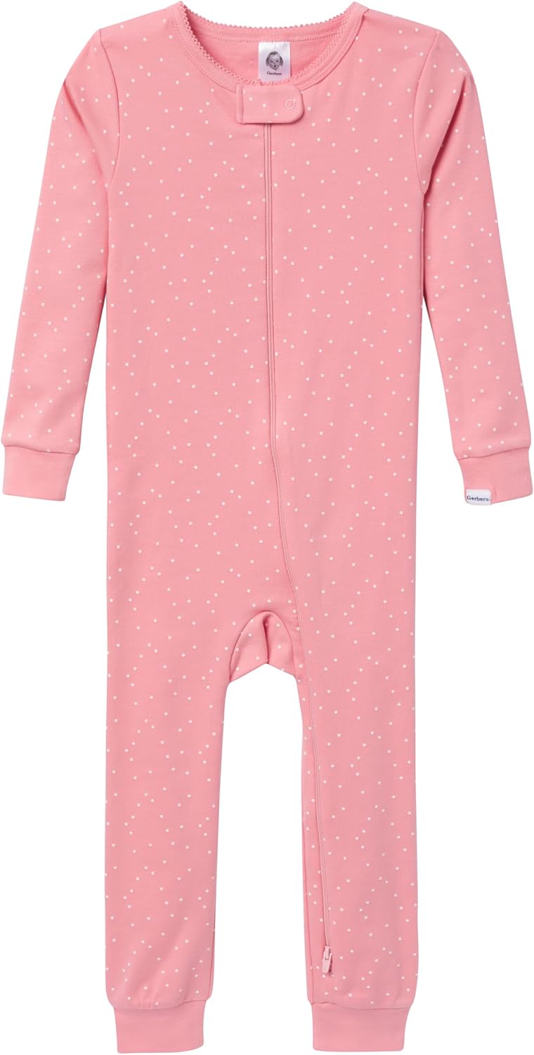 Gerber Baby Girls 3-Pack Snug Fit Footless One Piece Cotton Pajamas