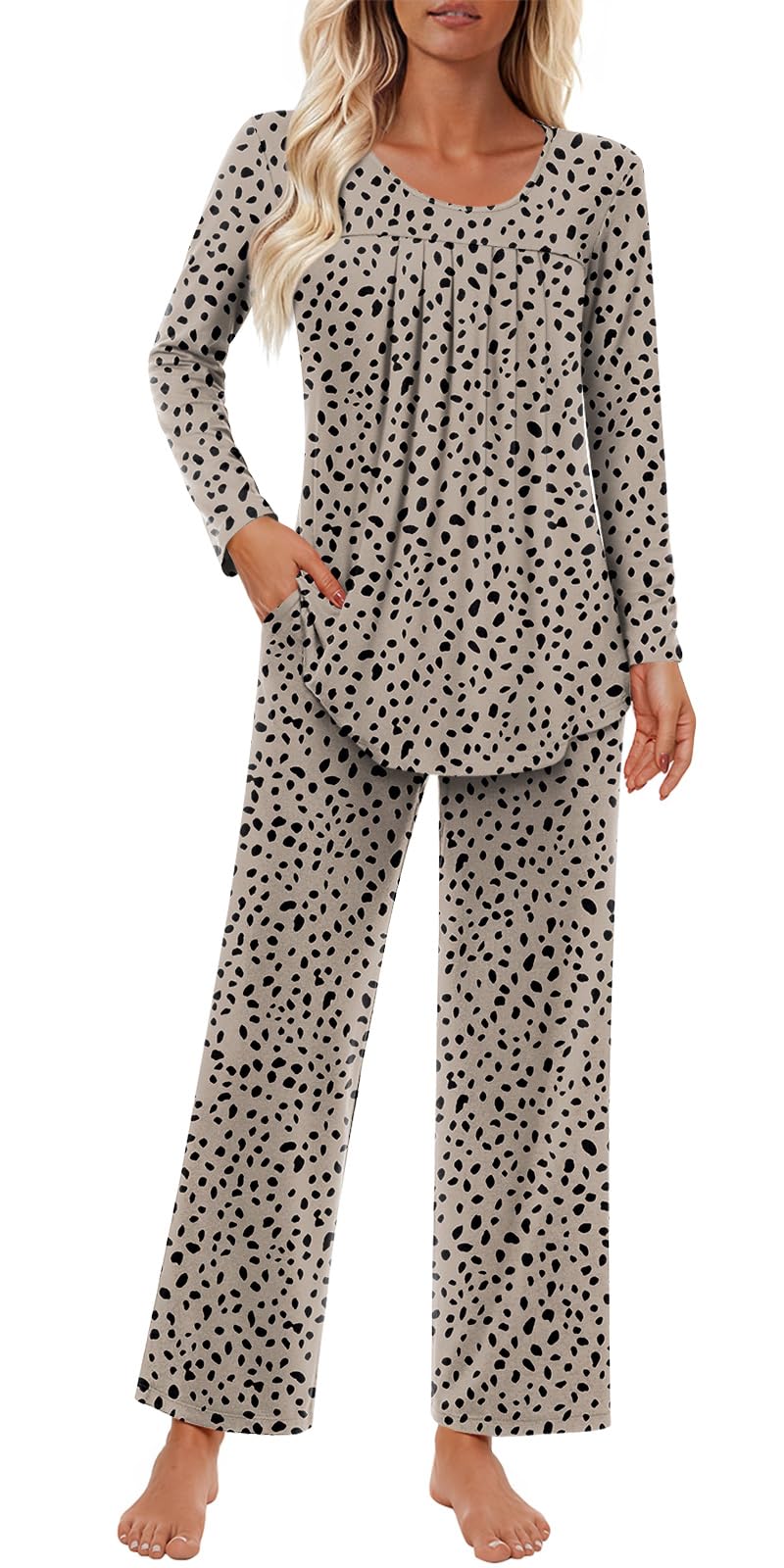 Findsweet Pajama Sets Women 2 Piece Long Sleeve Lounge Pj Sets Fall Outfits