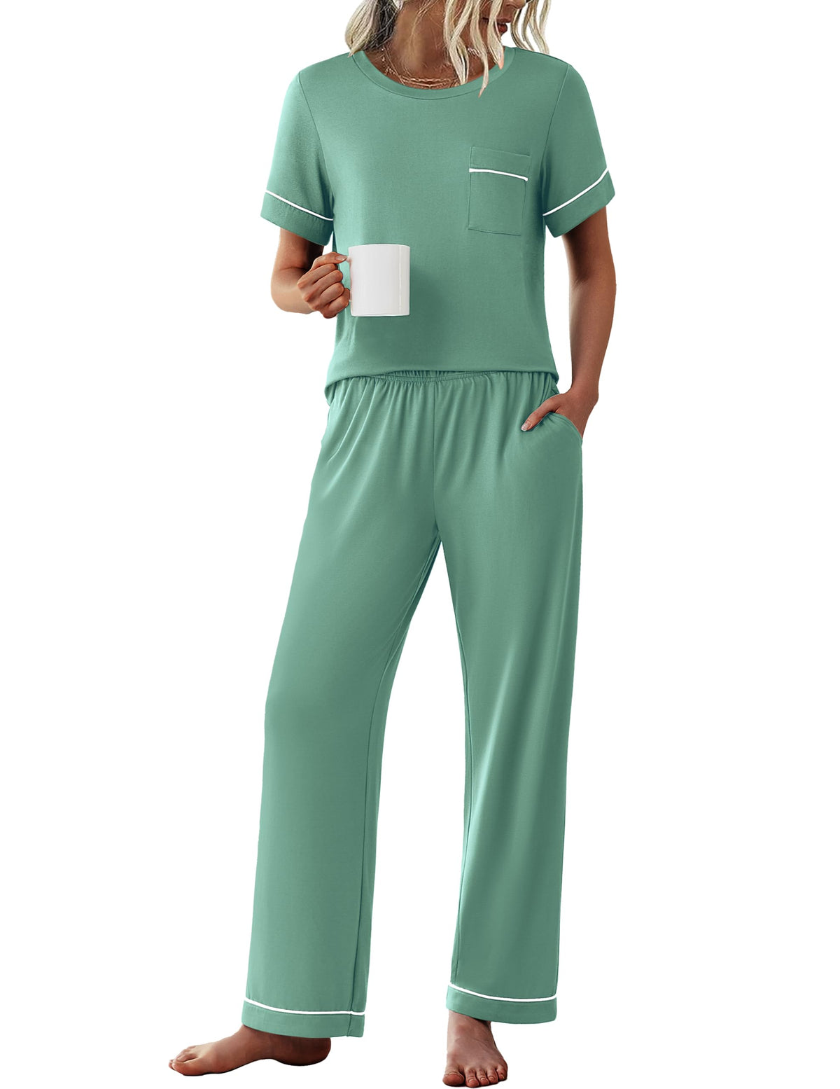 Ekouaer Pajamas for Women Set 2 Piece Sleepwear Comfy Lounge Set S-XXL
