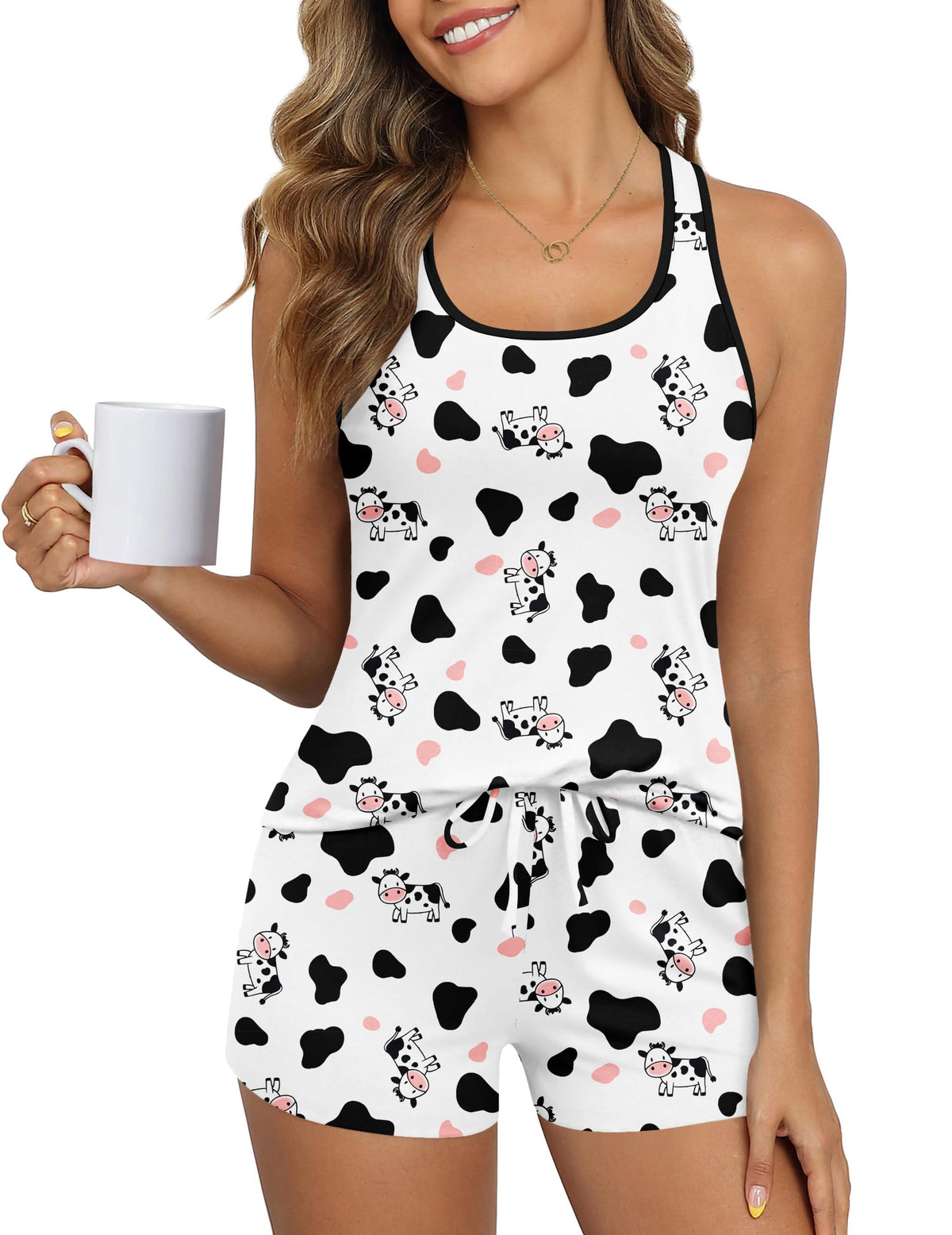 Ekouaer Womens Tank Top Pajama Set Sleeveless Sleepwear Cami and Shorts Pjs