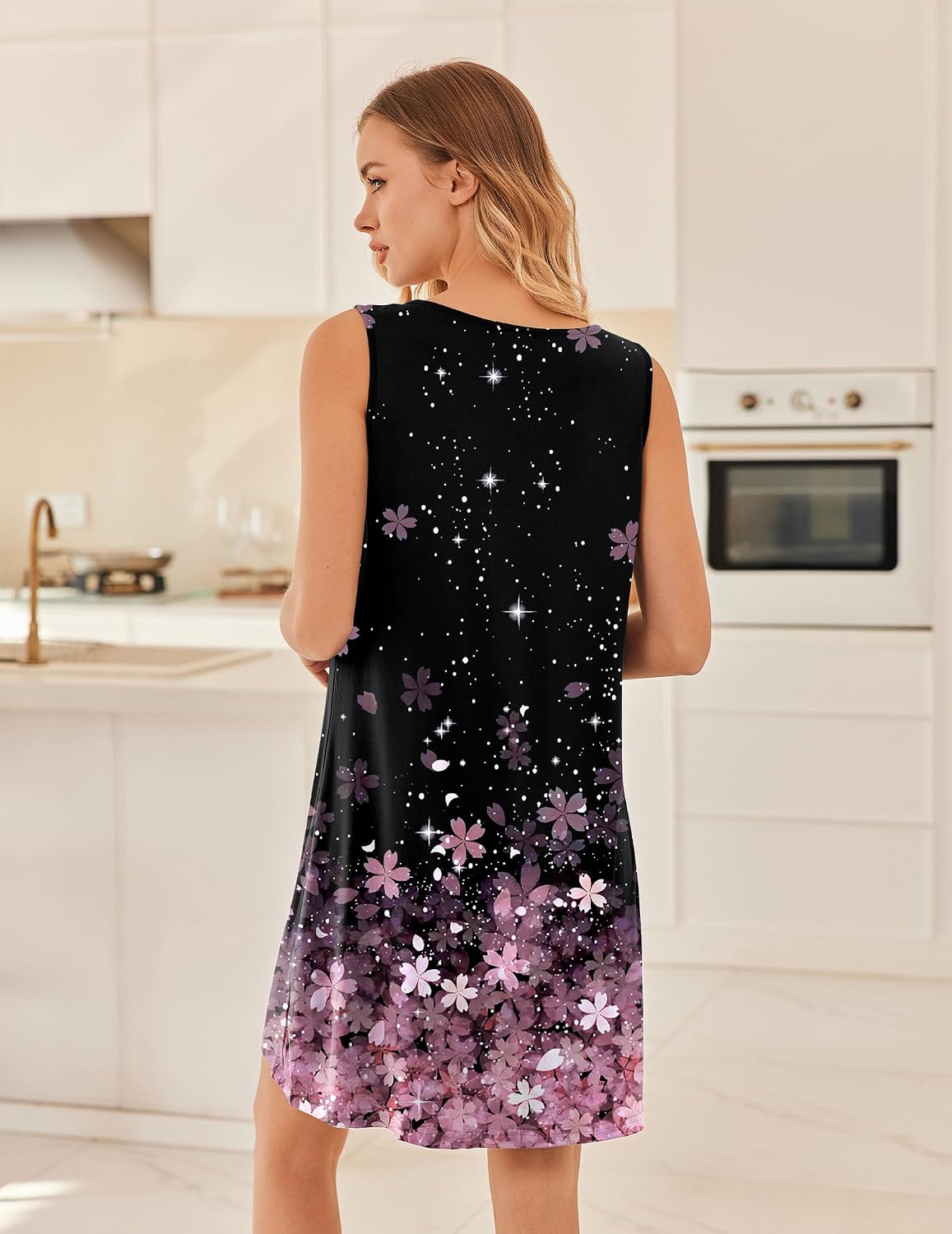 Ekouaer Nightgowns for Women Sleeveless Sleep Shirt Tank V Neck Night Gown